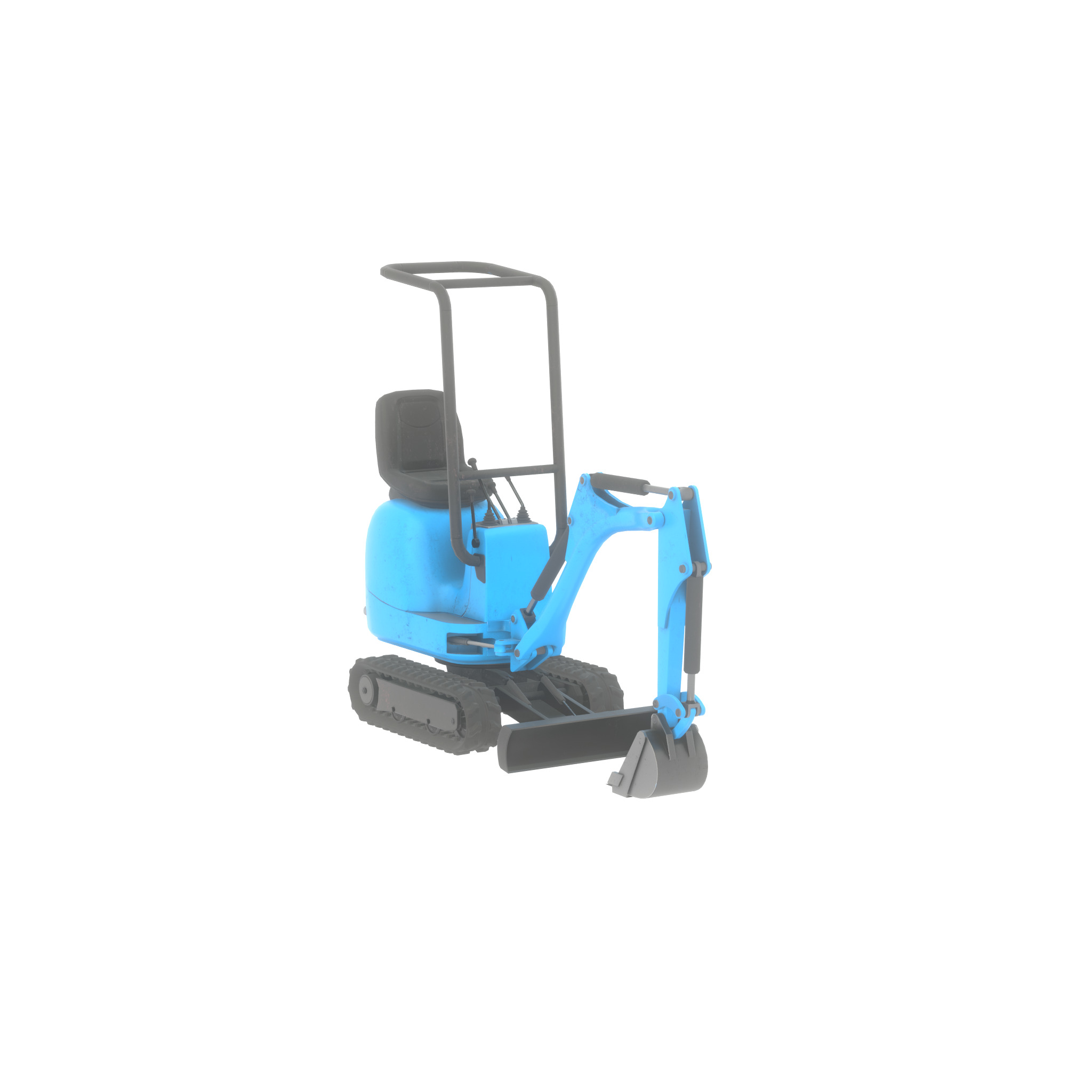 Mini-Digger blue Low-poly 3D model_24