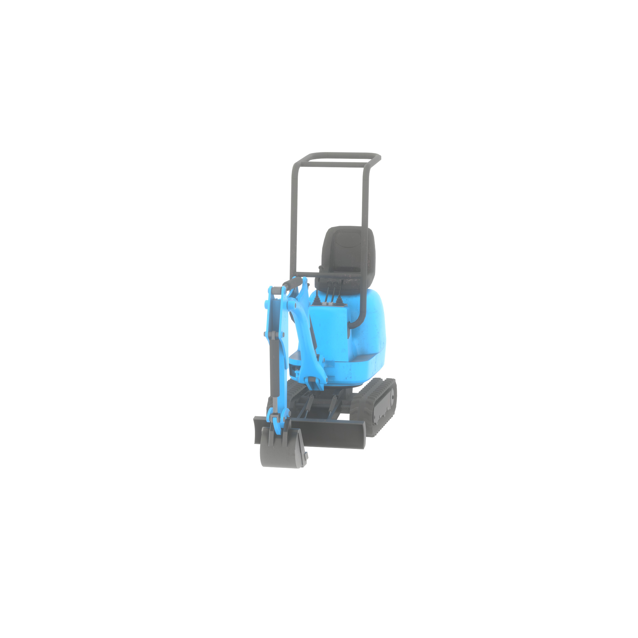 Mini-Digger blue Low-poly 3D model_30