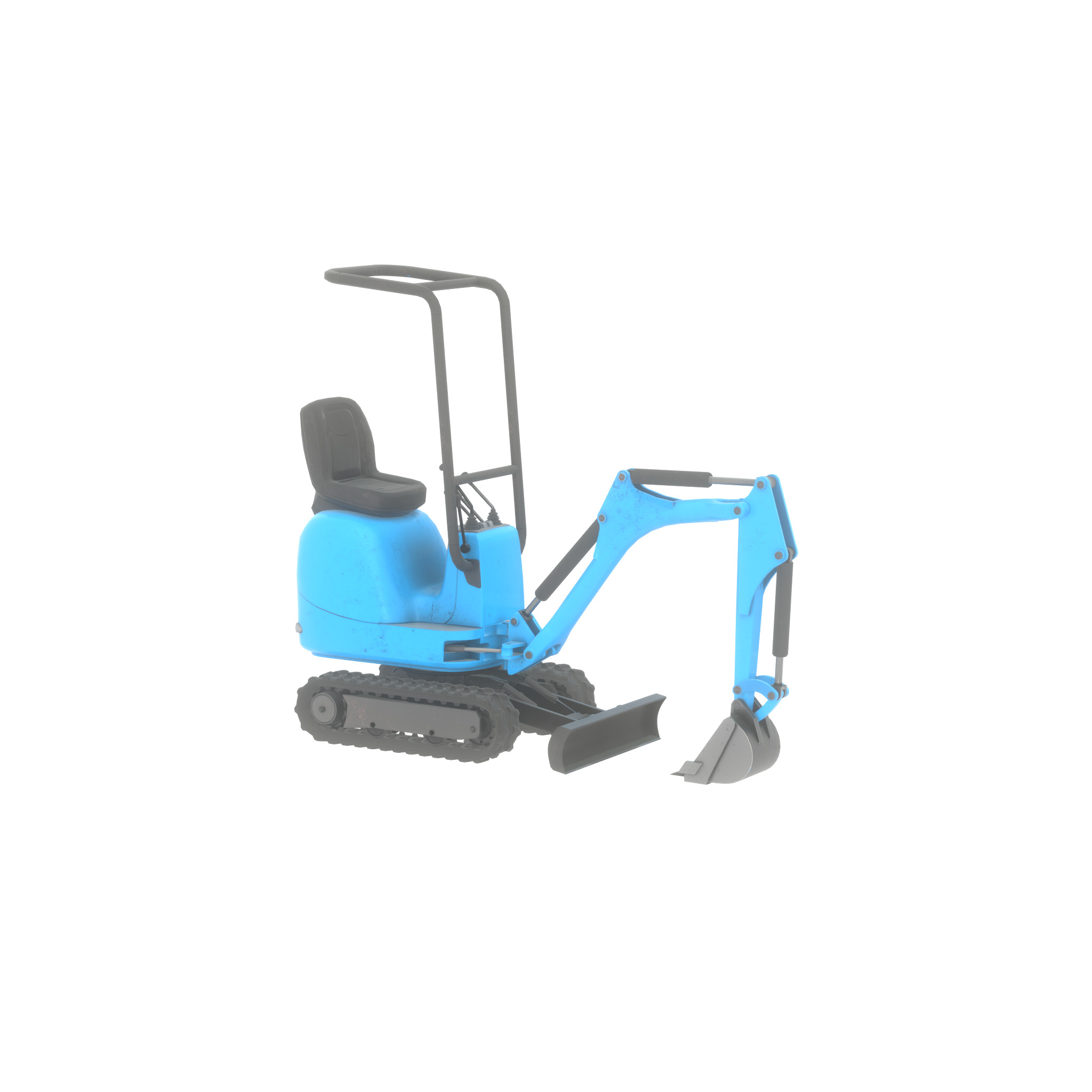 Mini-Digger blue Low-poly 3D model_59