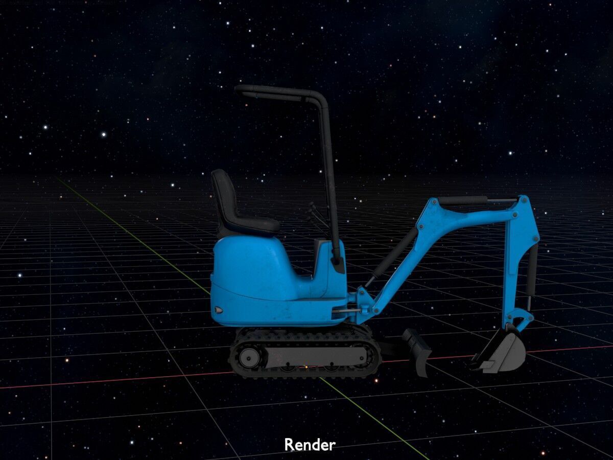 Mini-Digger blue Low-poly 3D model_17