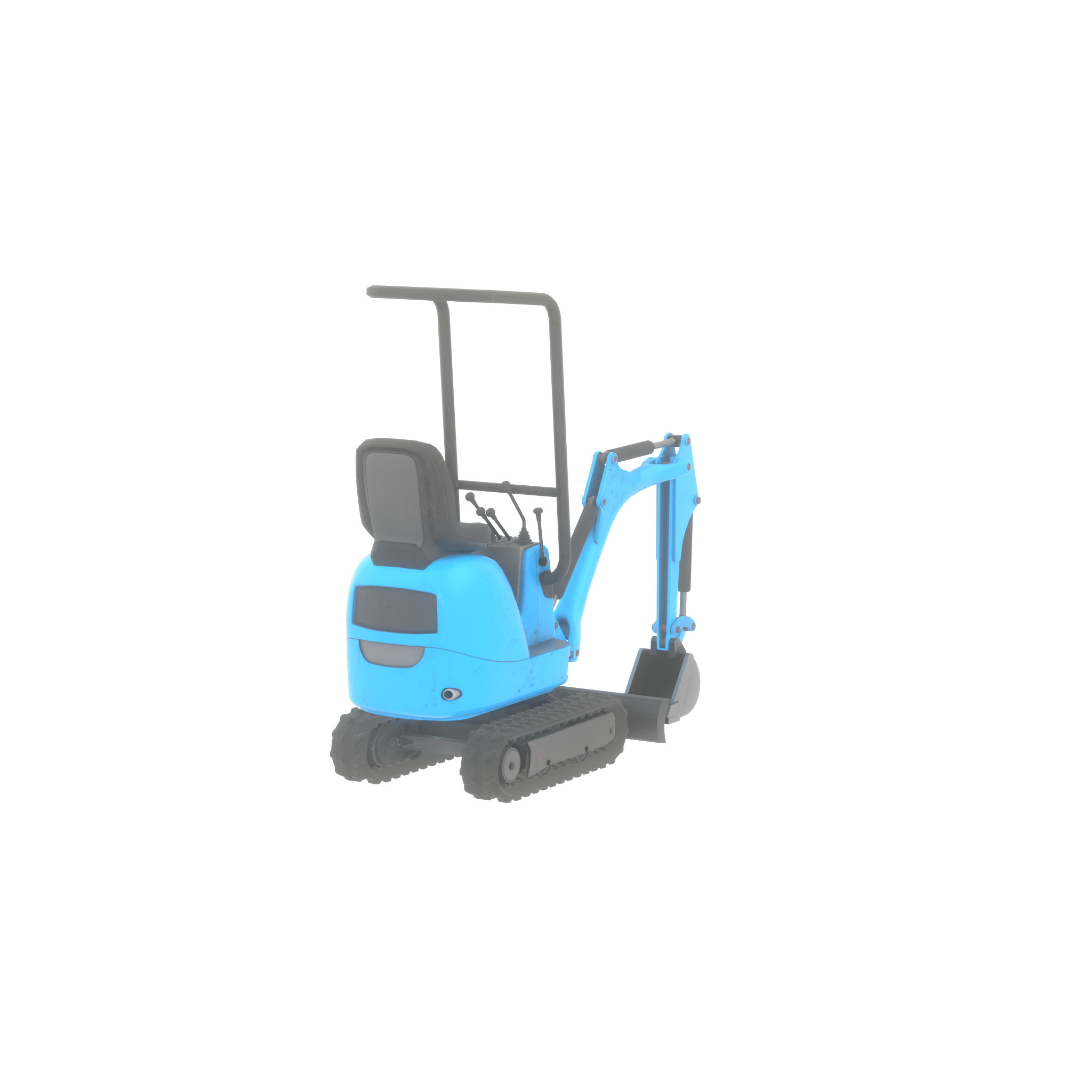 Mini-Digger blue Low-poly 3D model_38