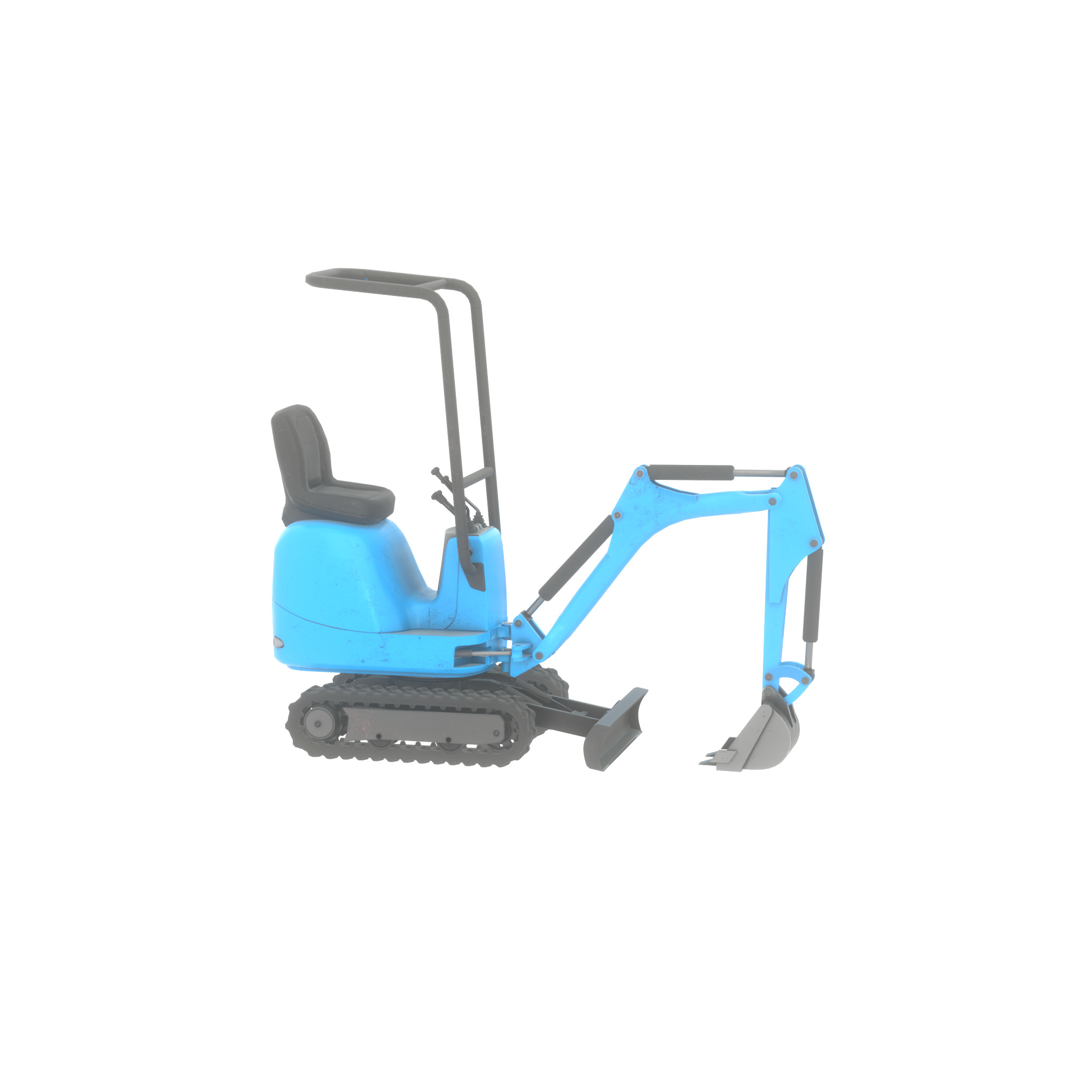 Mini-Digger blue Low-poly 3D model_60