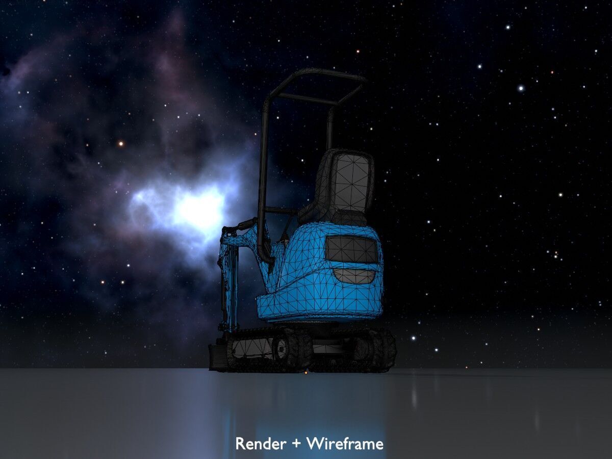Mini-Digger blue Low-poly 3D model_7