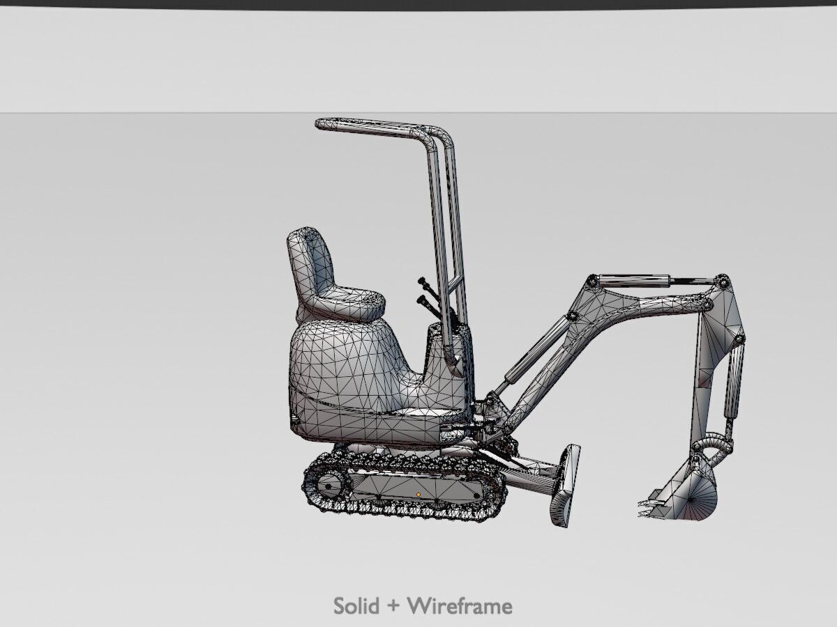 Mini-Digger blue Low-poly 3D model_12