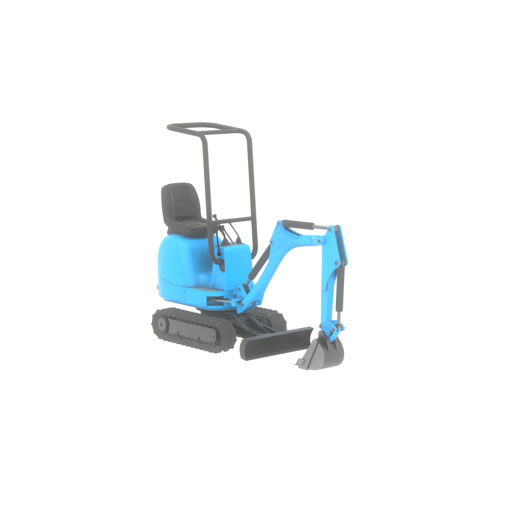 Mini-Digger blue Low-poly 3D model_40