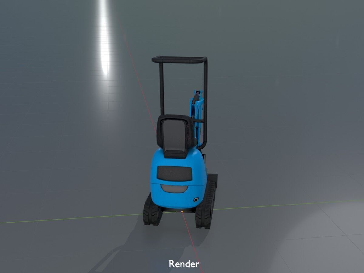 Mini-Digger blue Low-poly 3D model_16