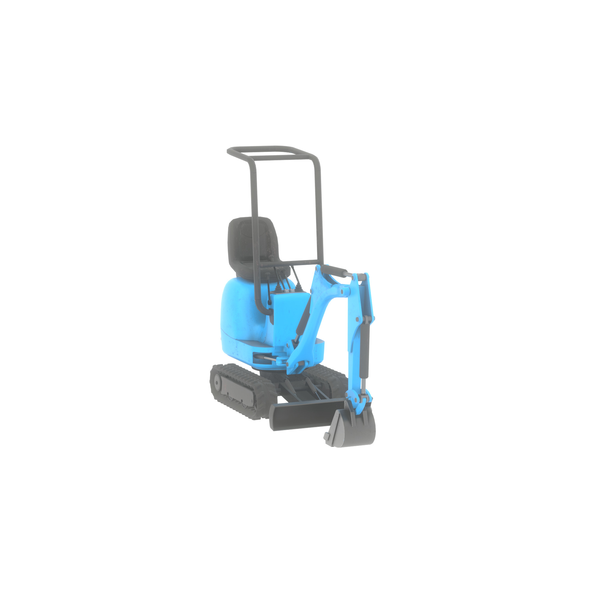 Mini-Digger blue Low-poly 3D model_28