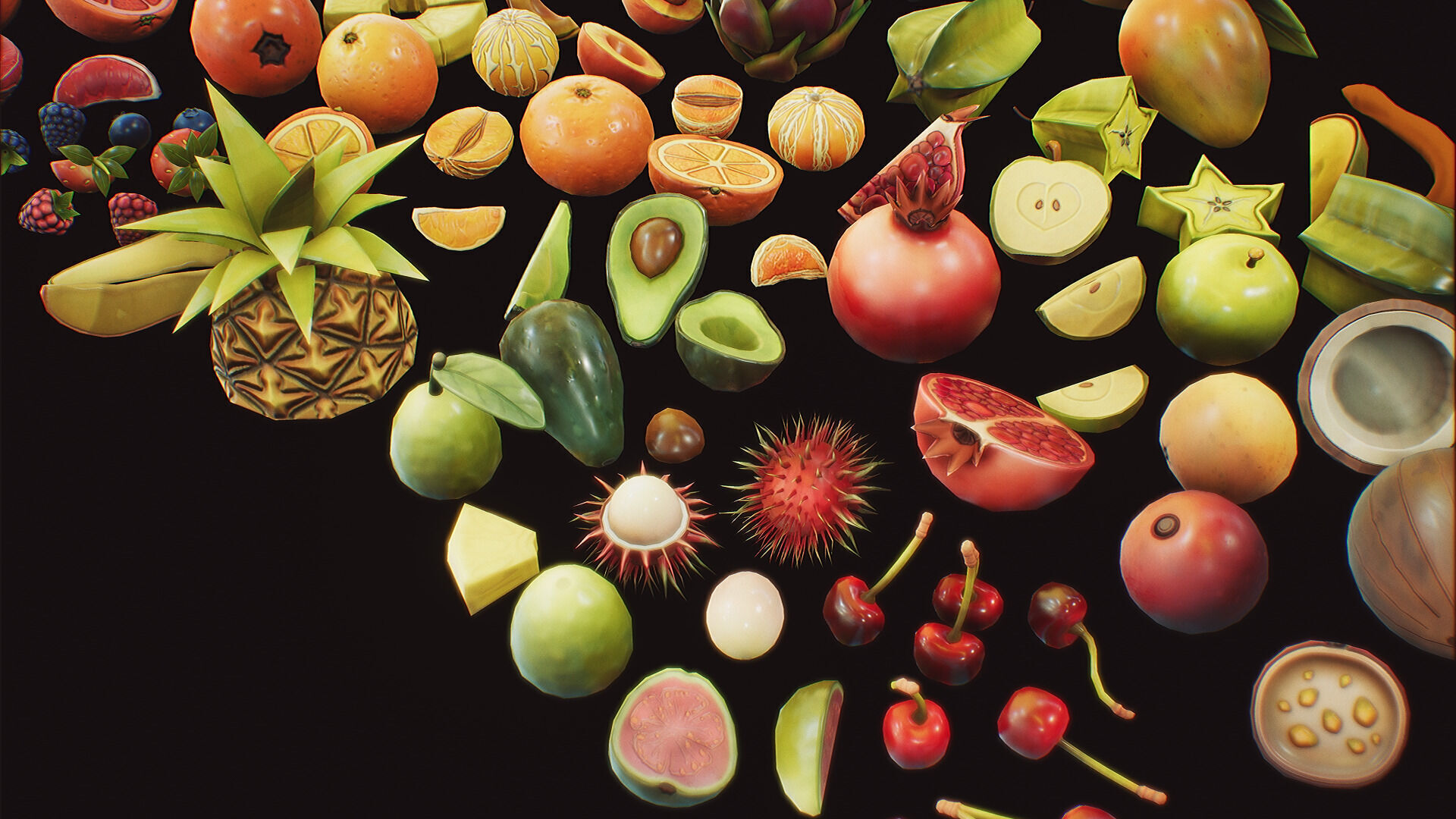 Stylized Fruits Pack 01 Game-ready Low-poly 3D model_1