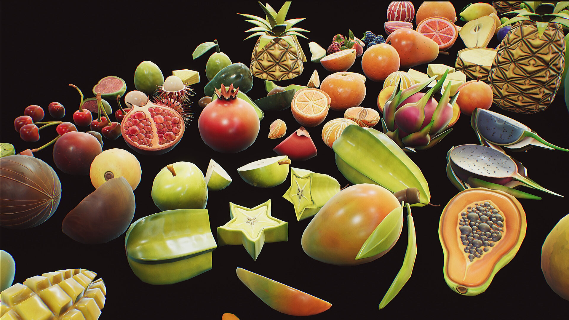 Stylized Fruits Pack 01 Game-ready Low-poly 3D model_6