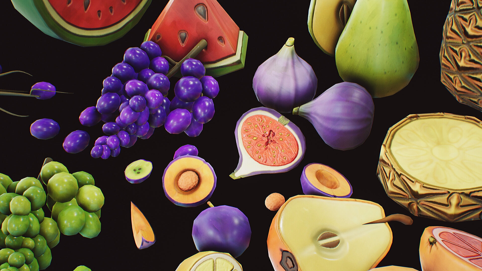 Stylized Fruits Pack 01 Game-ready Low-poly 3D model_4