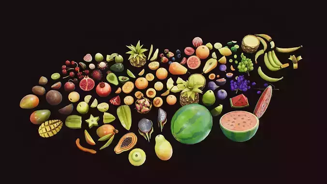 Stylized Fruits Pack 01 Game-ready