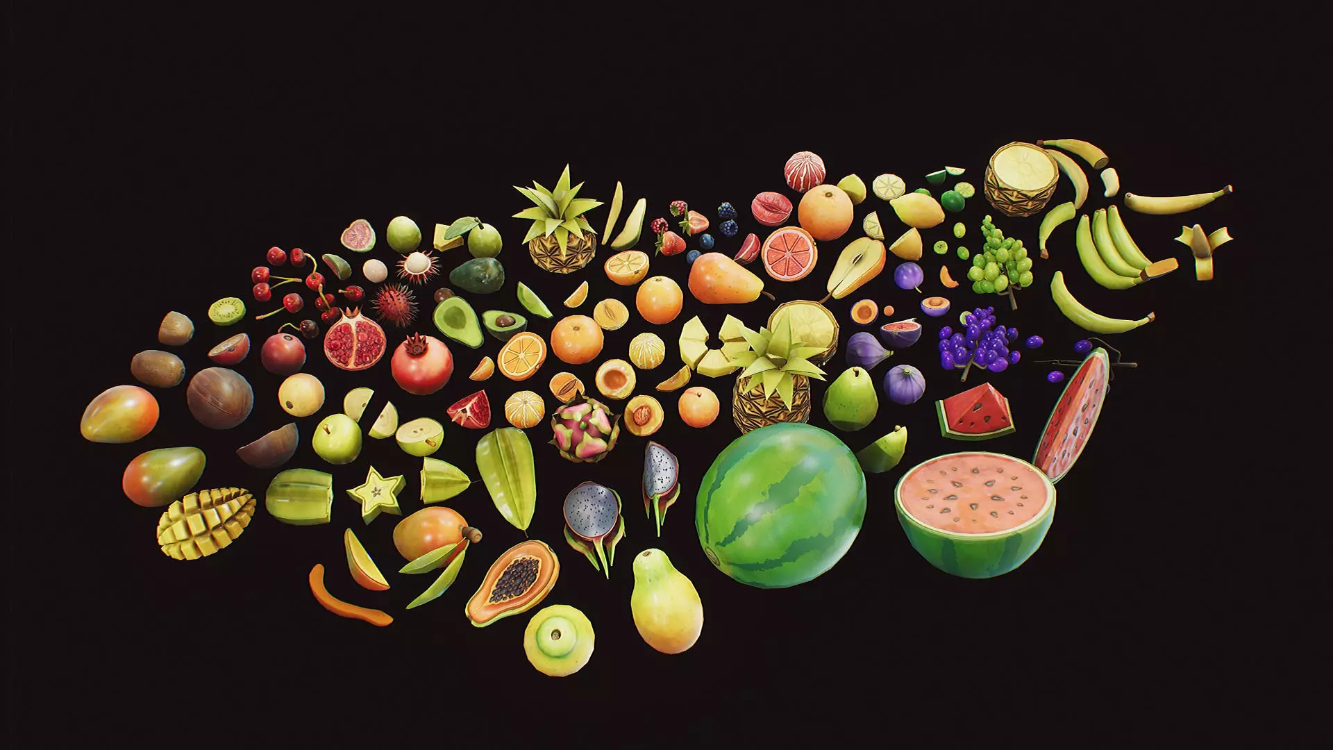 Stylized Fruits Pack 01 Game-ready Low-poly 3D model_0