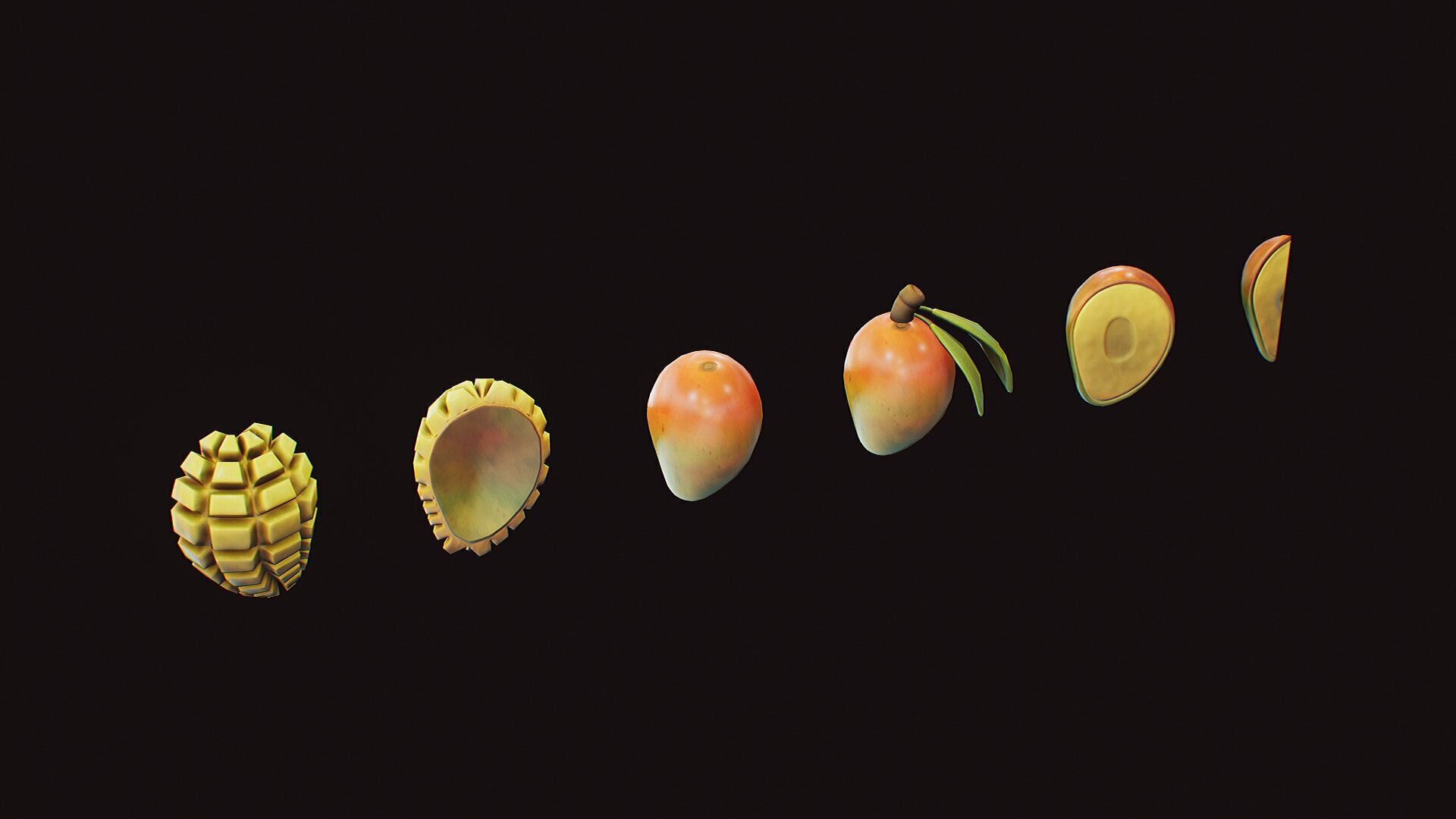 Stylized Fruits Pack 01 Game-ready Low-poly 3D model_38