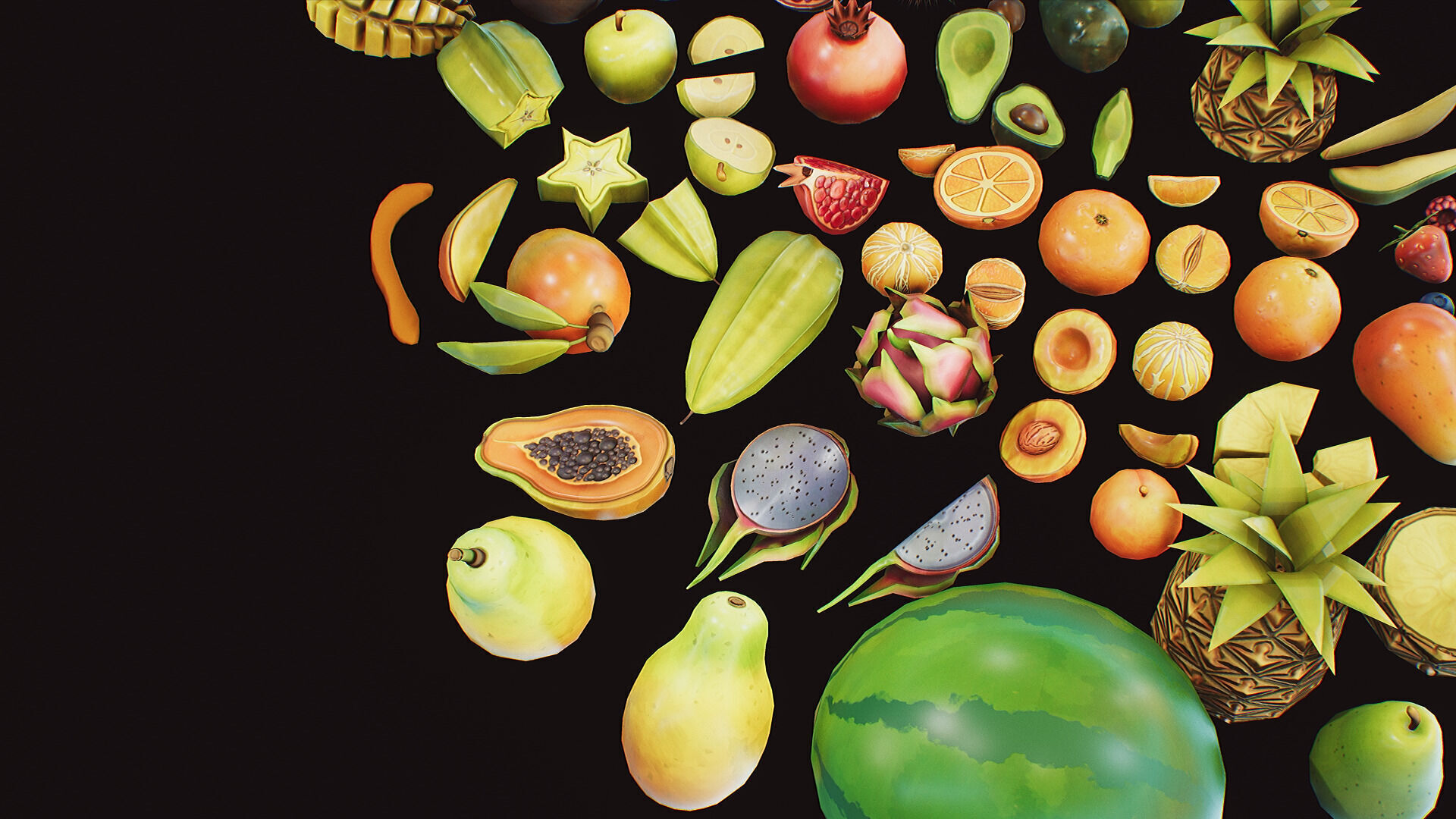 Stylized Fruits Pack 01 Game-ready Low-poly 3D model_12