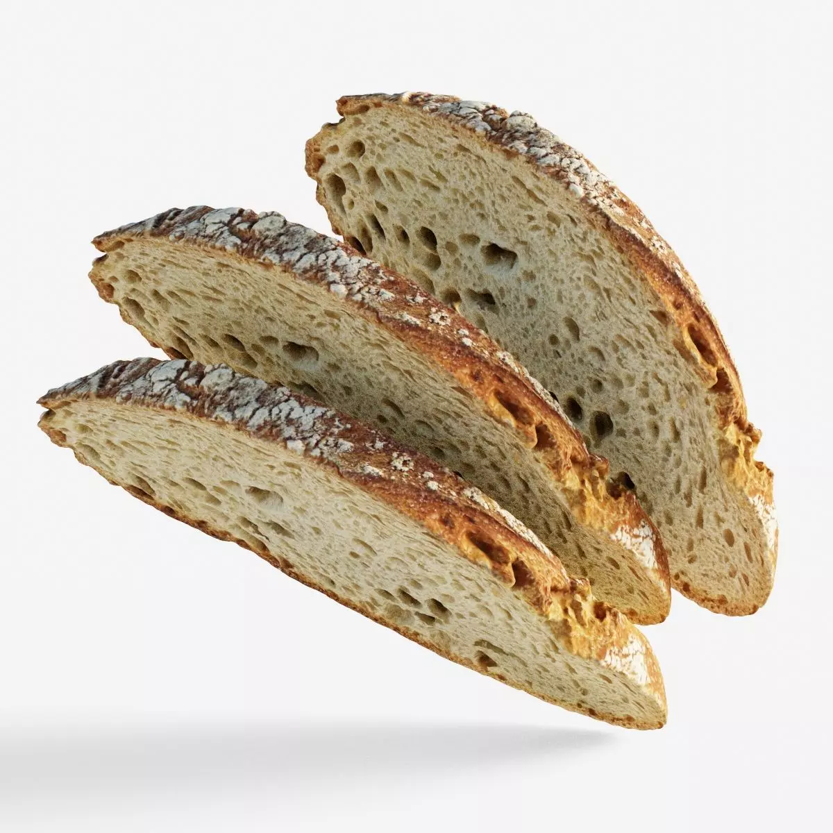 Scanned sliced bread Low-poly 3D model_0