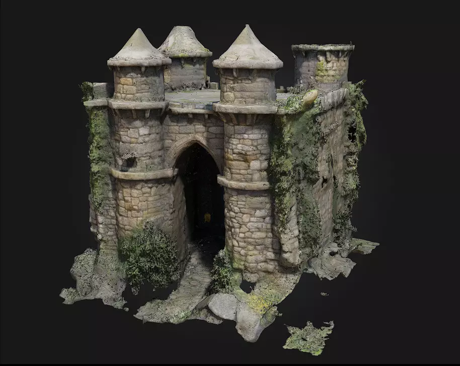 Fortress Entryway   Medieval Stronghold Gate Model 3D model_0