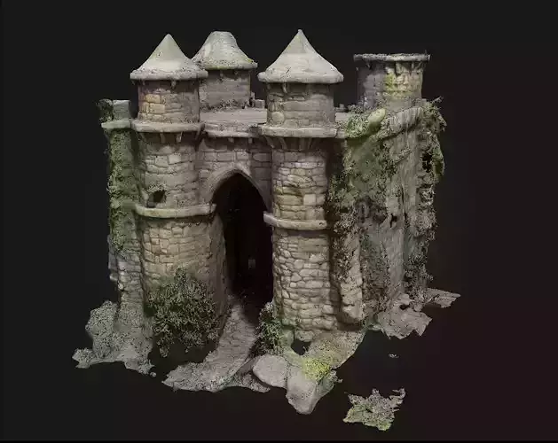 Fortress Entryway   Medieval Stronghold Gate Model 3D model