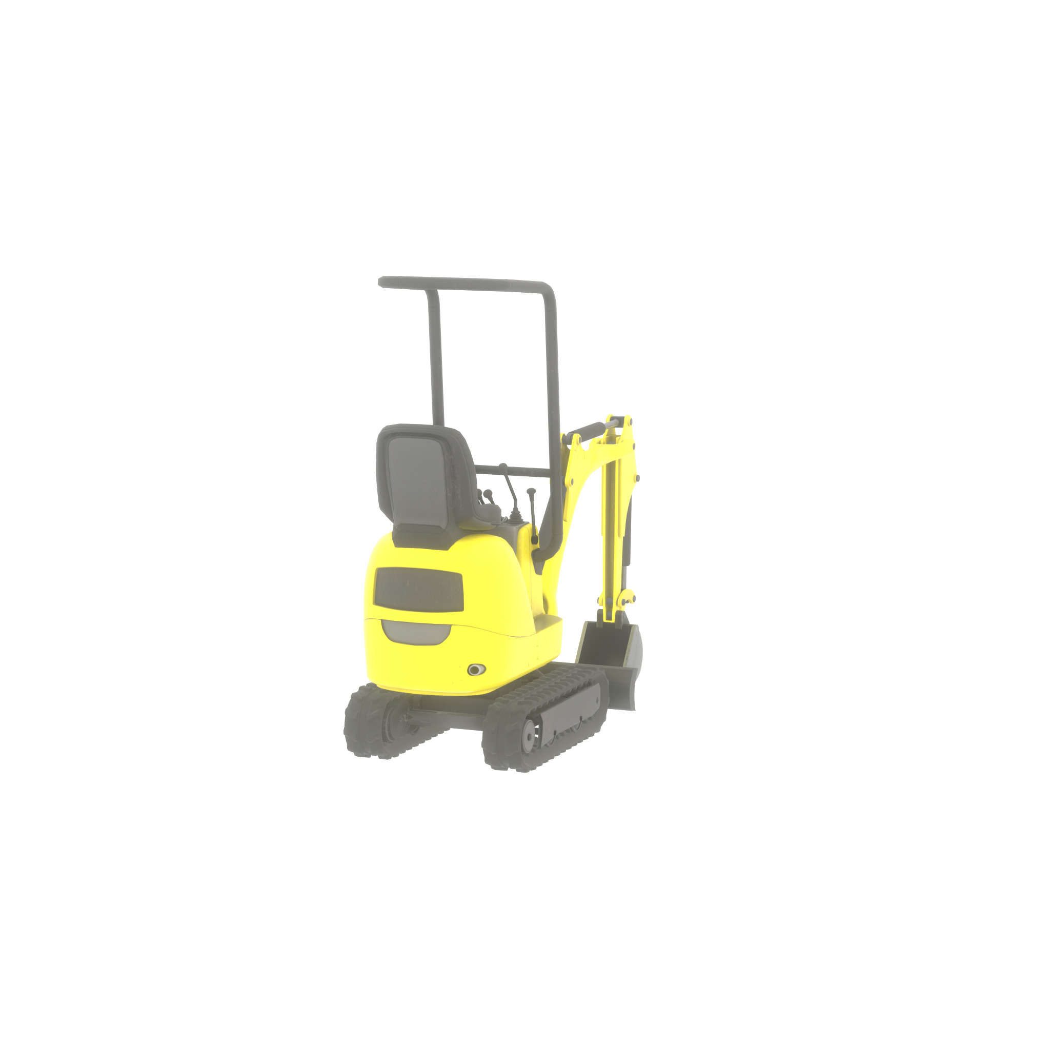Mini-Digger Yellow Low-poly 3D model_41