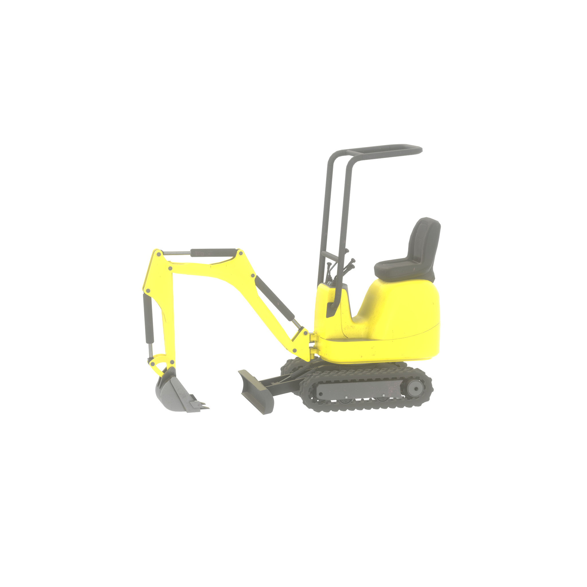 Mini-Digger Yellow Low-poly 3D model_26