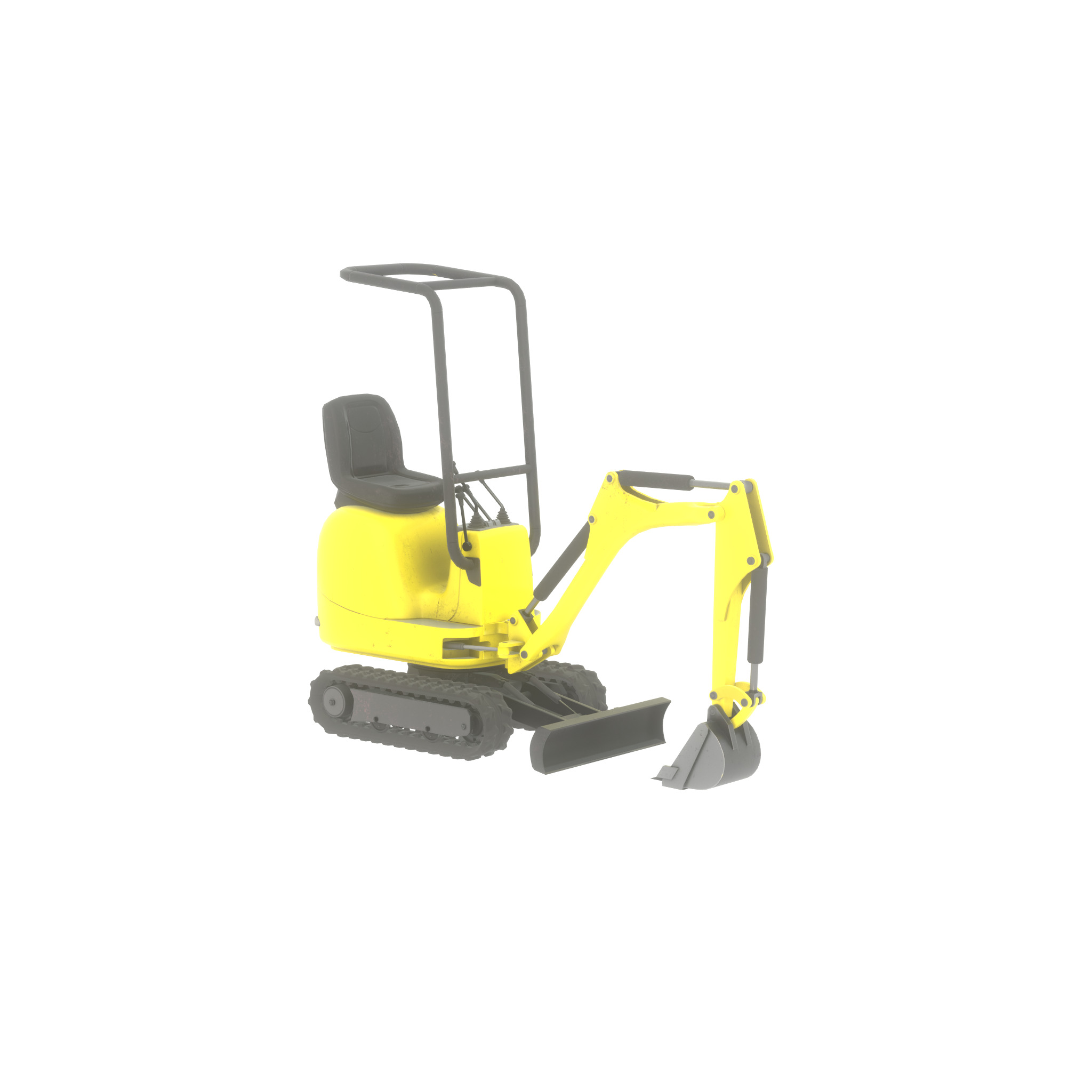 Mini-Digger Yellow Low-poly 3D model_55