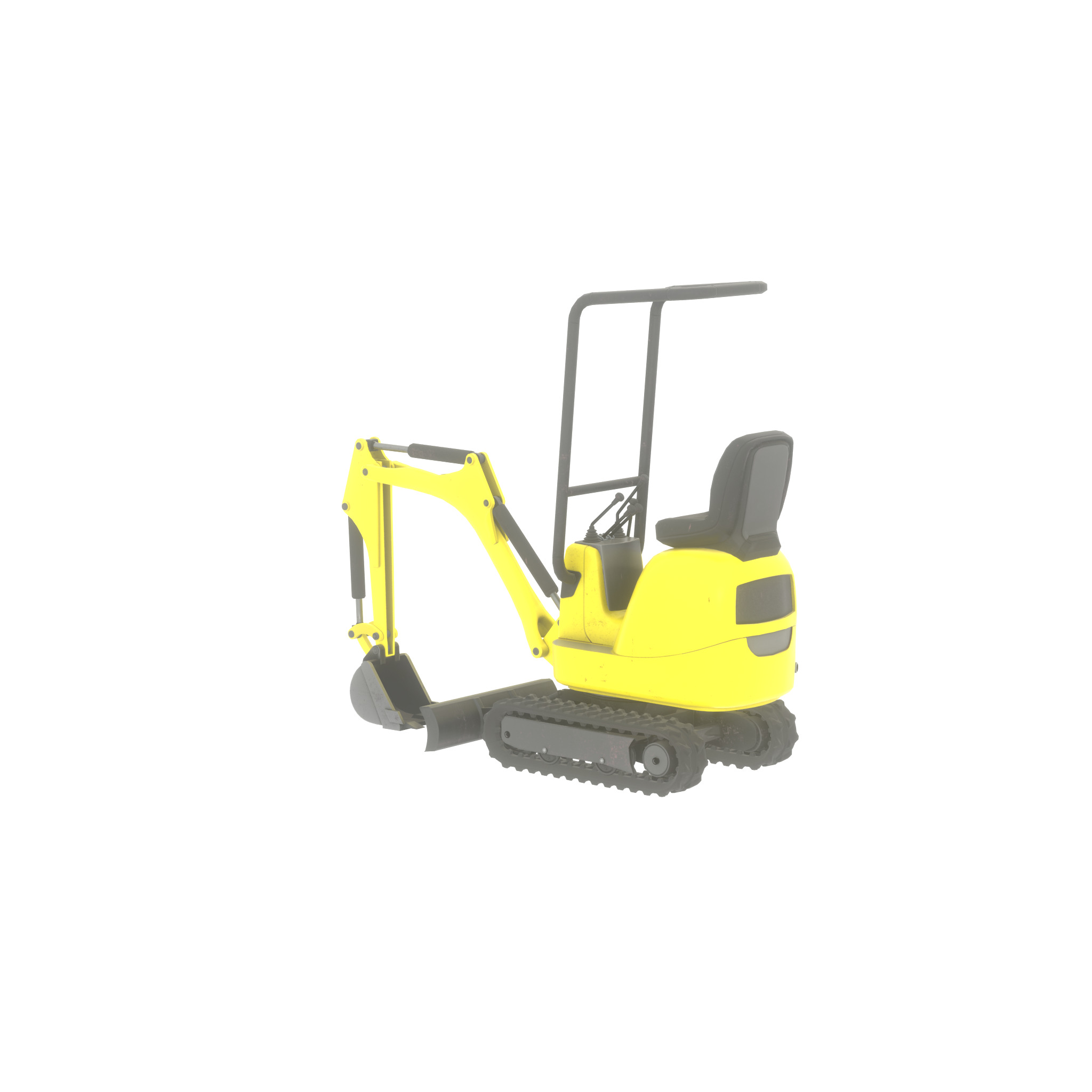 Mini-Digger Yellow Low-poly 3D model_33