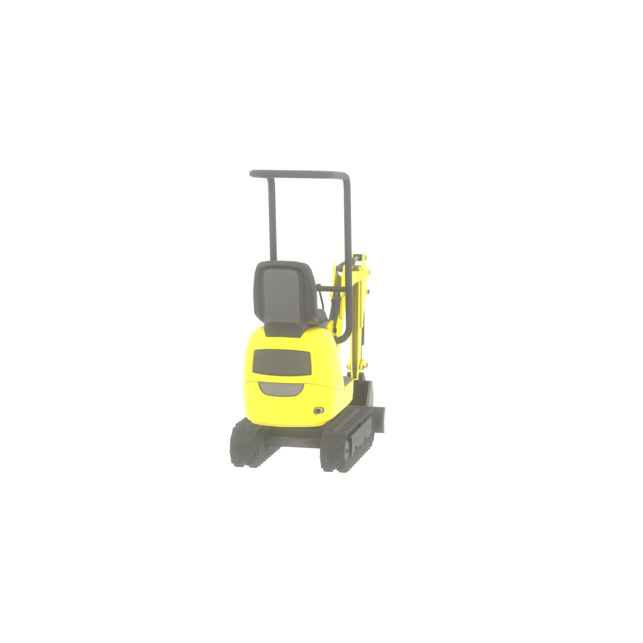 Mini-Digger Yellow Low-poly 3D model_40