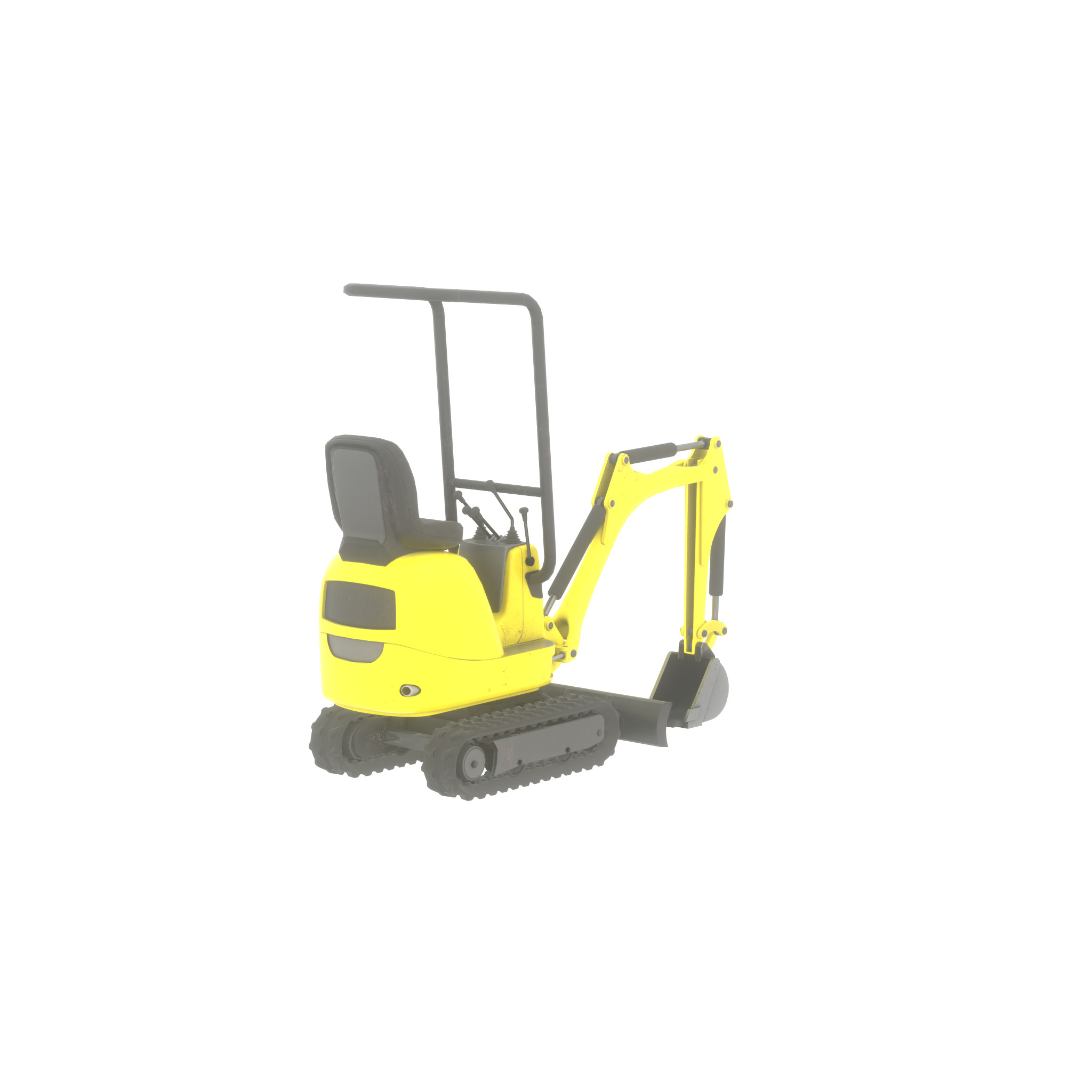 Mini-Digger Yellow Low-poly 3D model_44