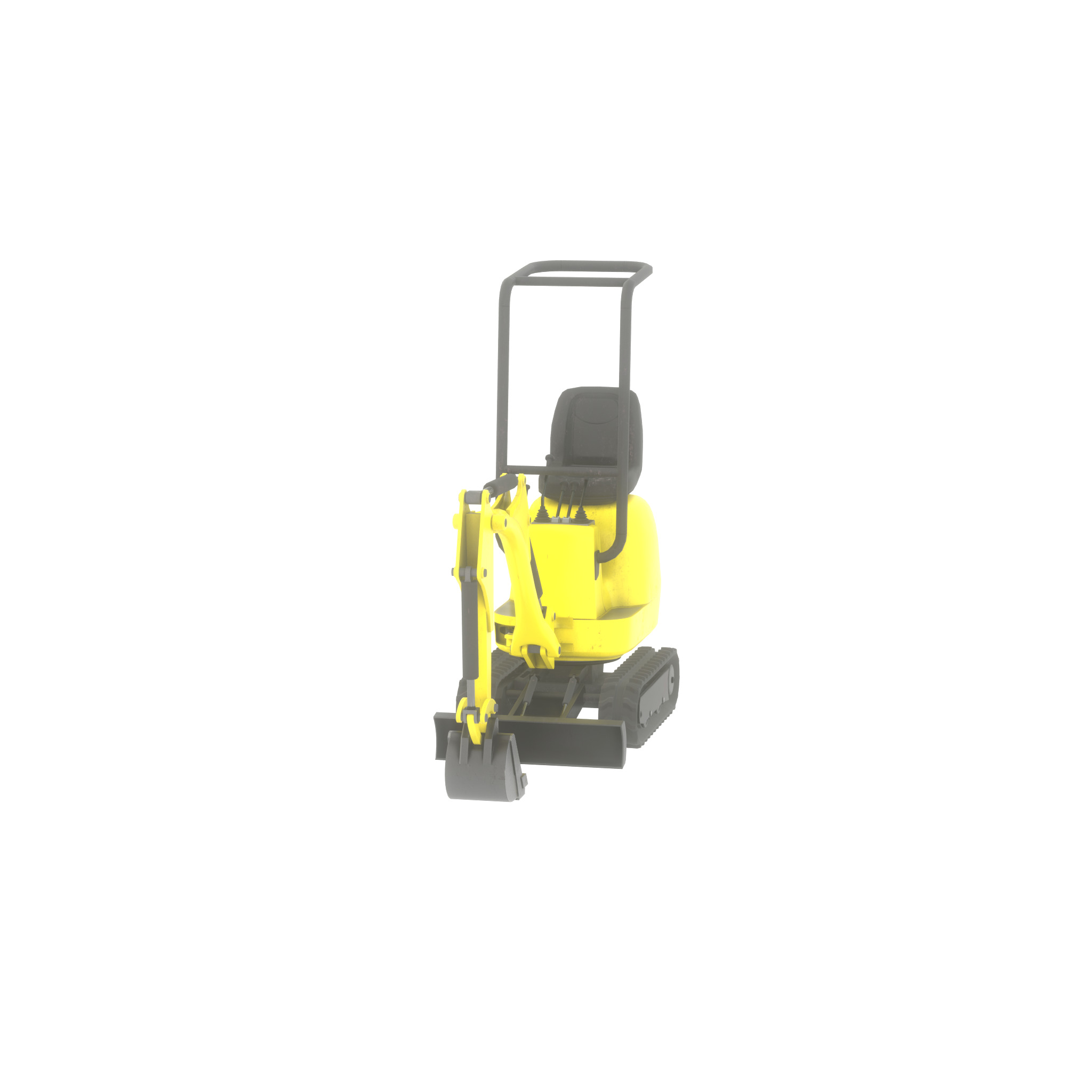 Mini-Digger Yellow Low-poly 3D model_58