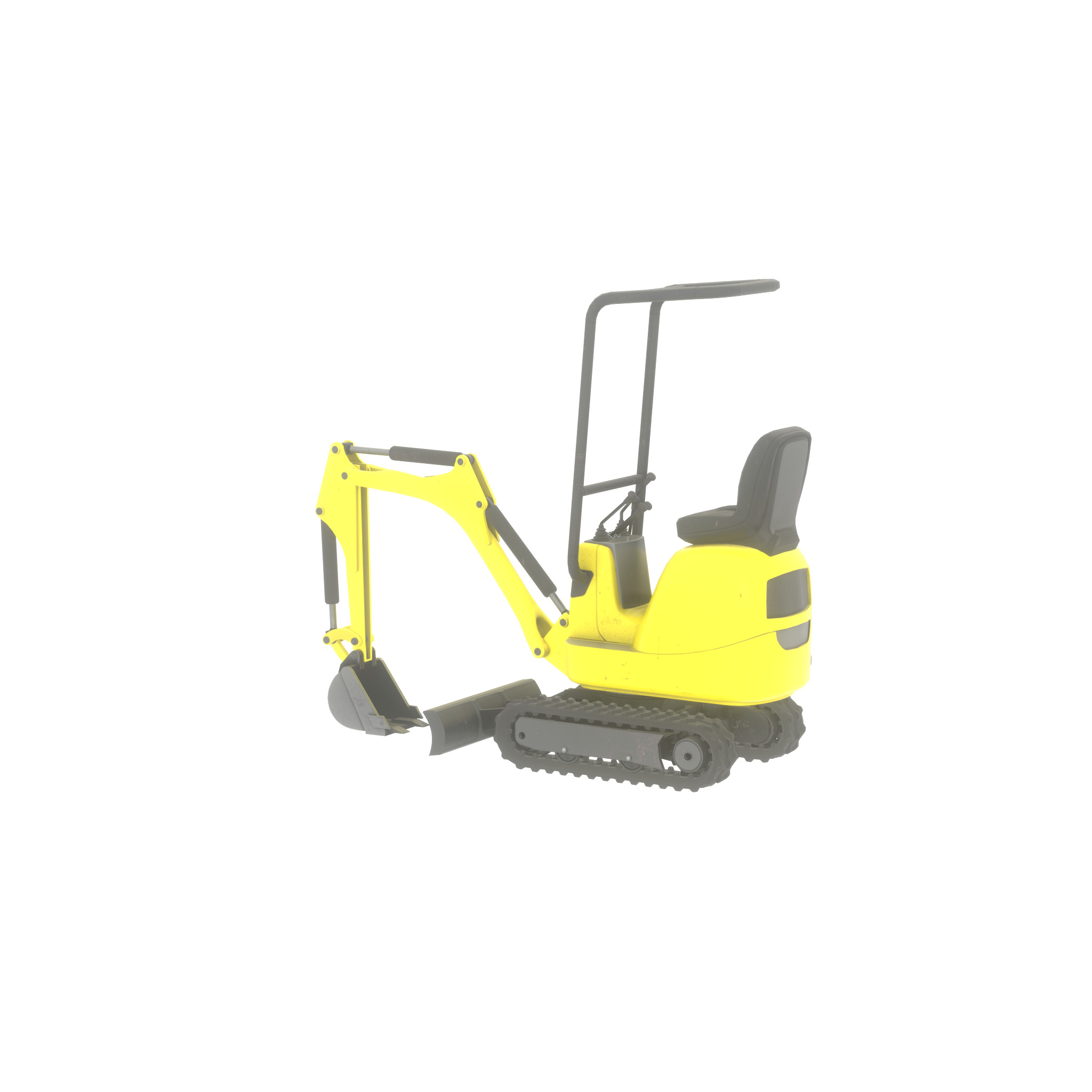 Mini-Digger Yellow Low-poly 3D model_31