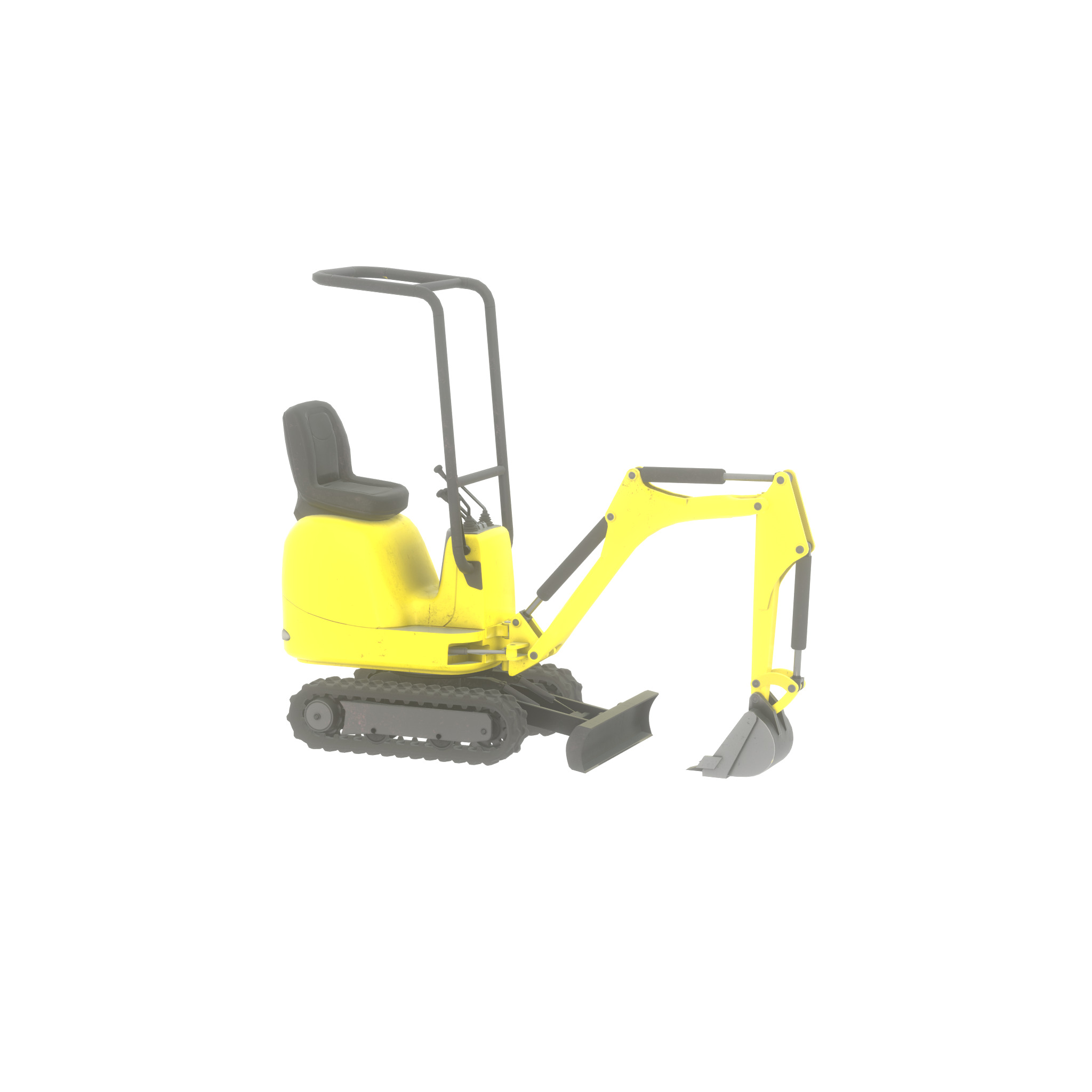 Mini-Digger Yellow Low-poly 3D model_52