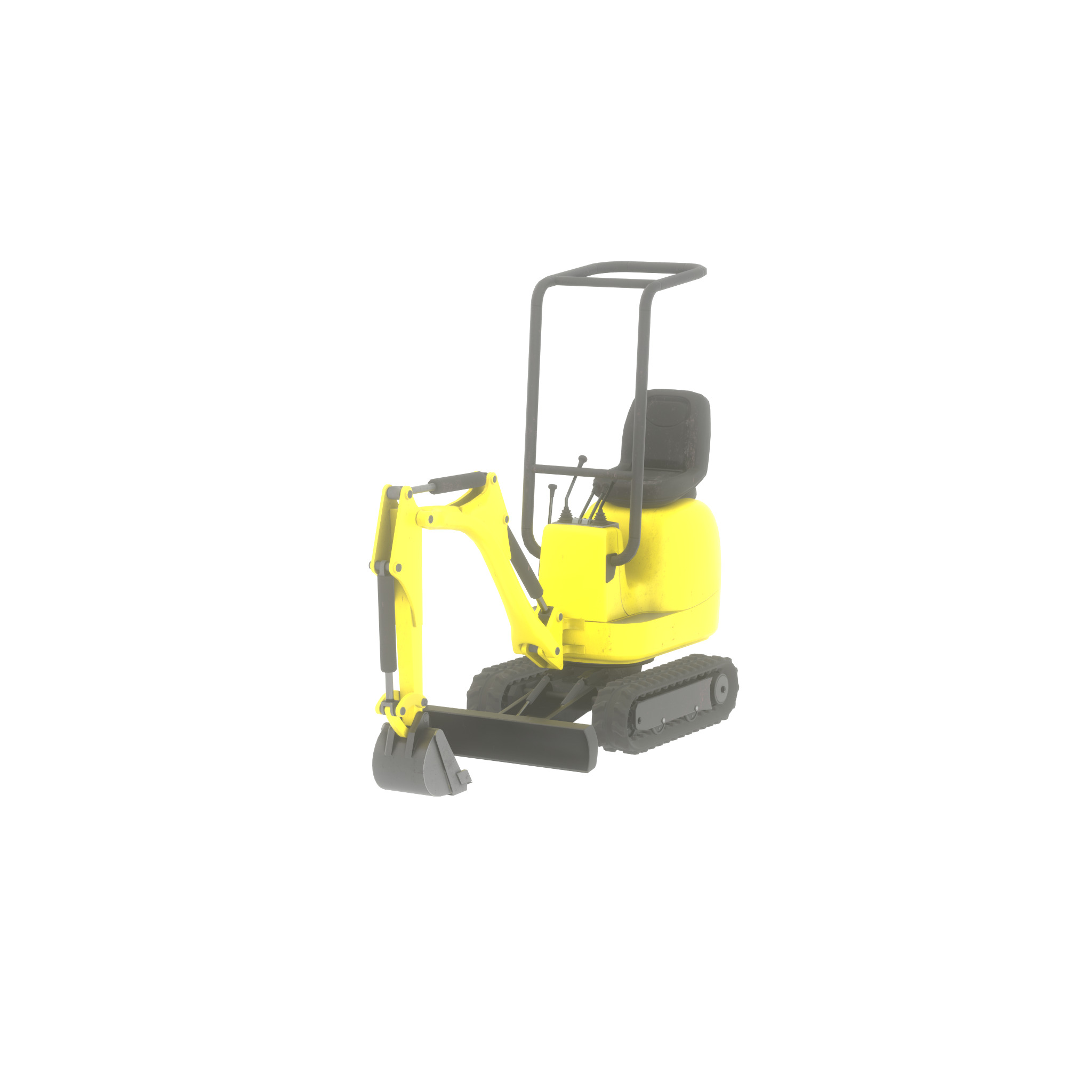 Mini-Digger Yellow Low-poly 3D model_60