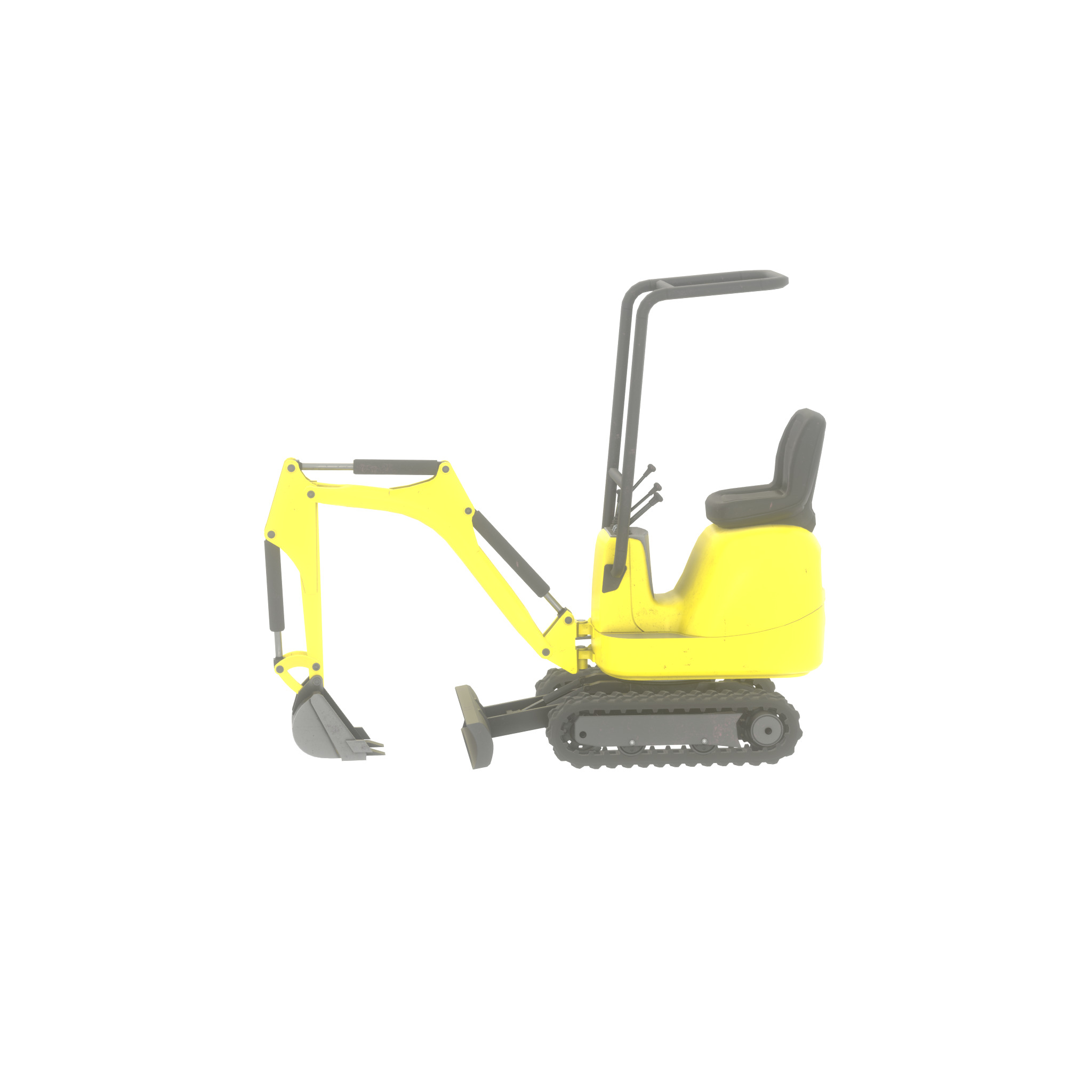 Mini-Digger Yellow Low-poly 3D model_27
