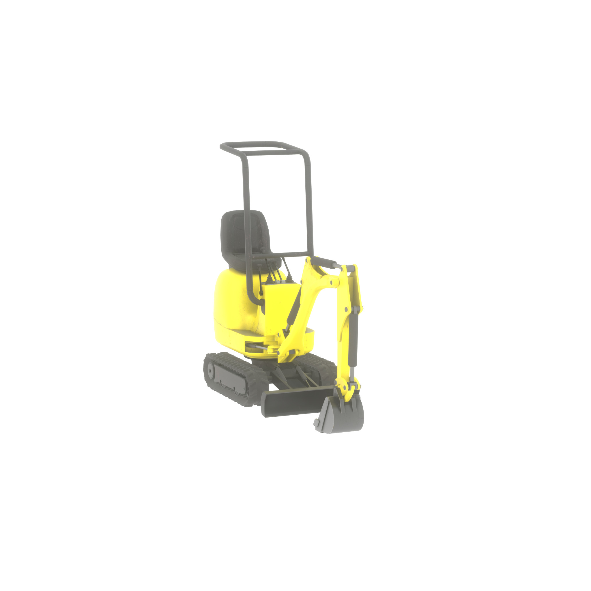 Mini-Digger Yellow Low-poly 3D model_43