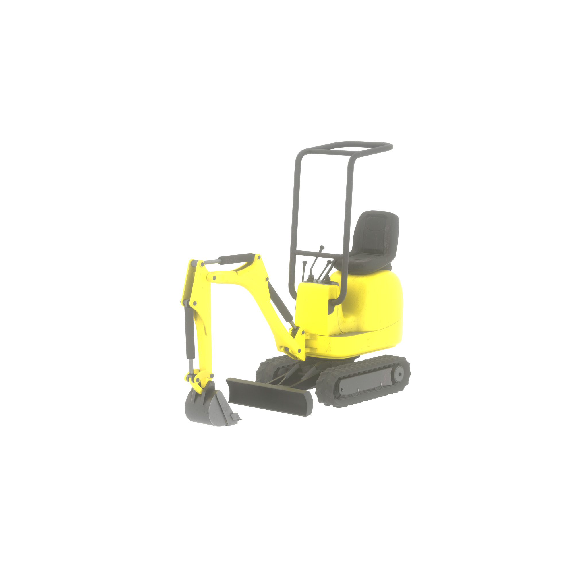 Mini-Digger Yellow Low-poly 3D model_22