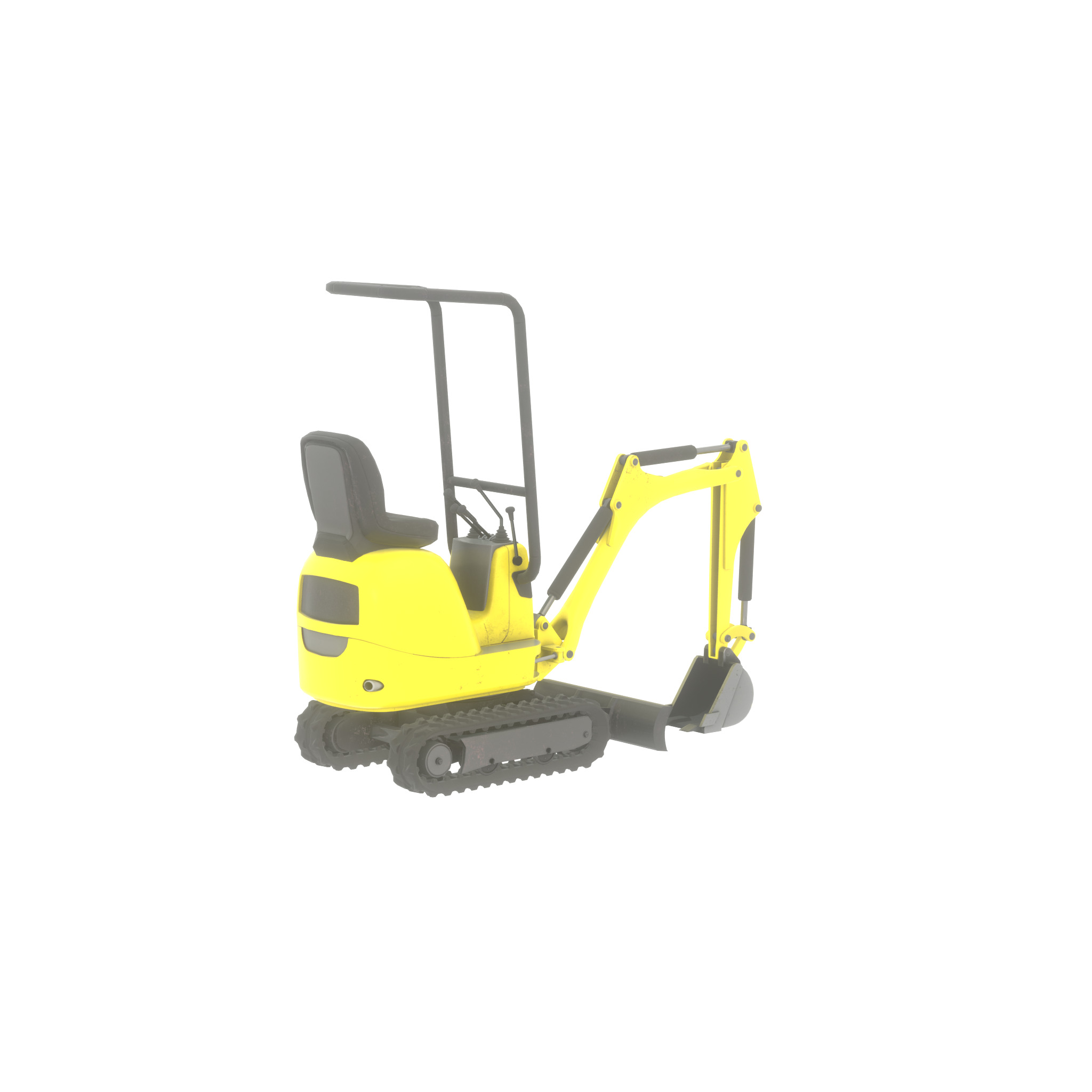 Mini-Digger Yellow Low-poly 3D model_45