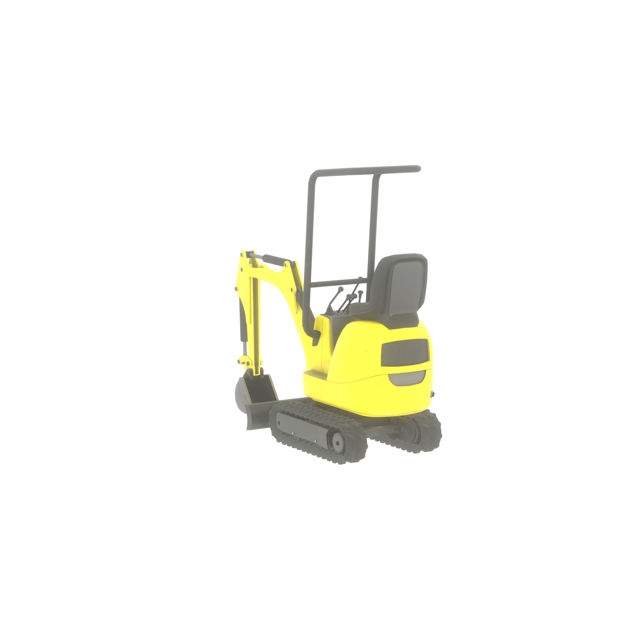 Mini-Digger Yellow Low-poly 3D model_35