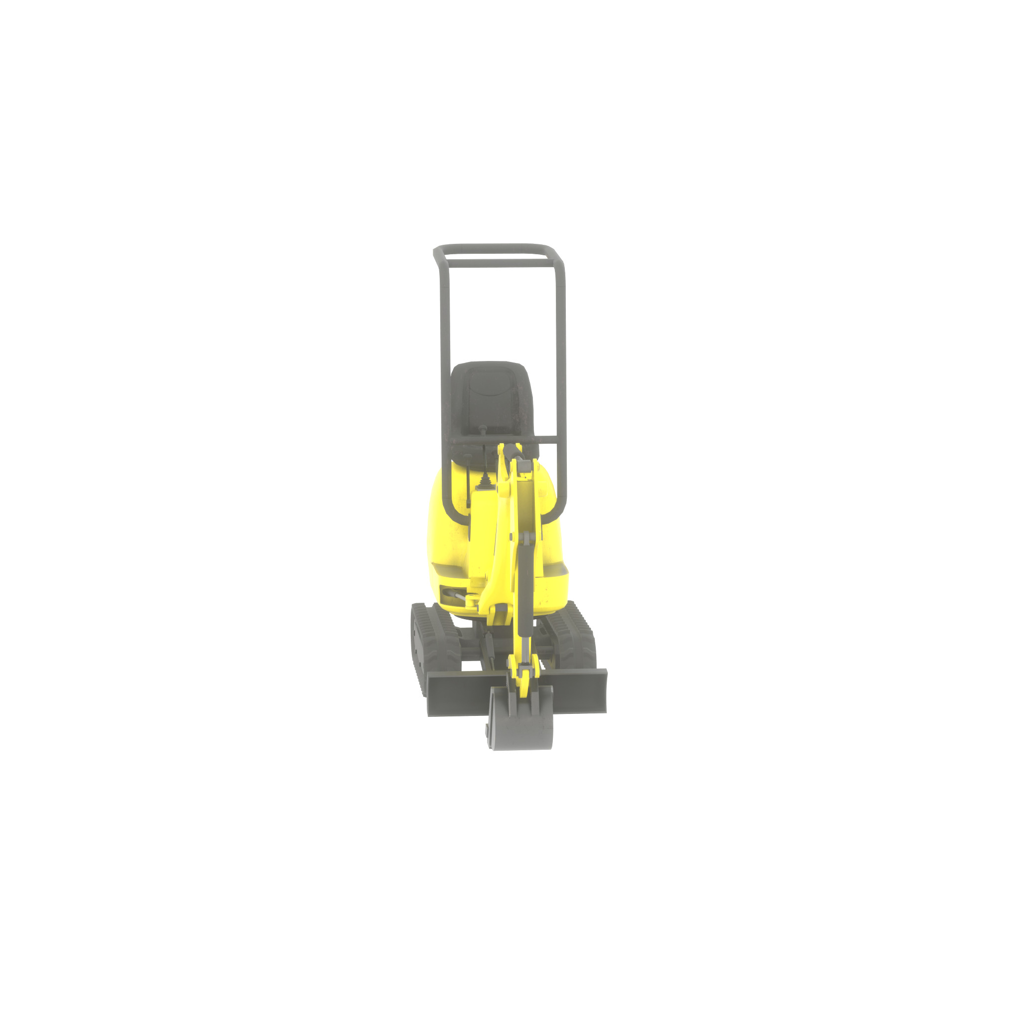 Mini-Digger Yellow Low-poly 3D model_56