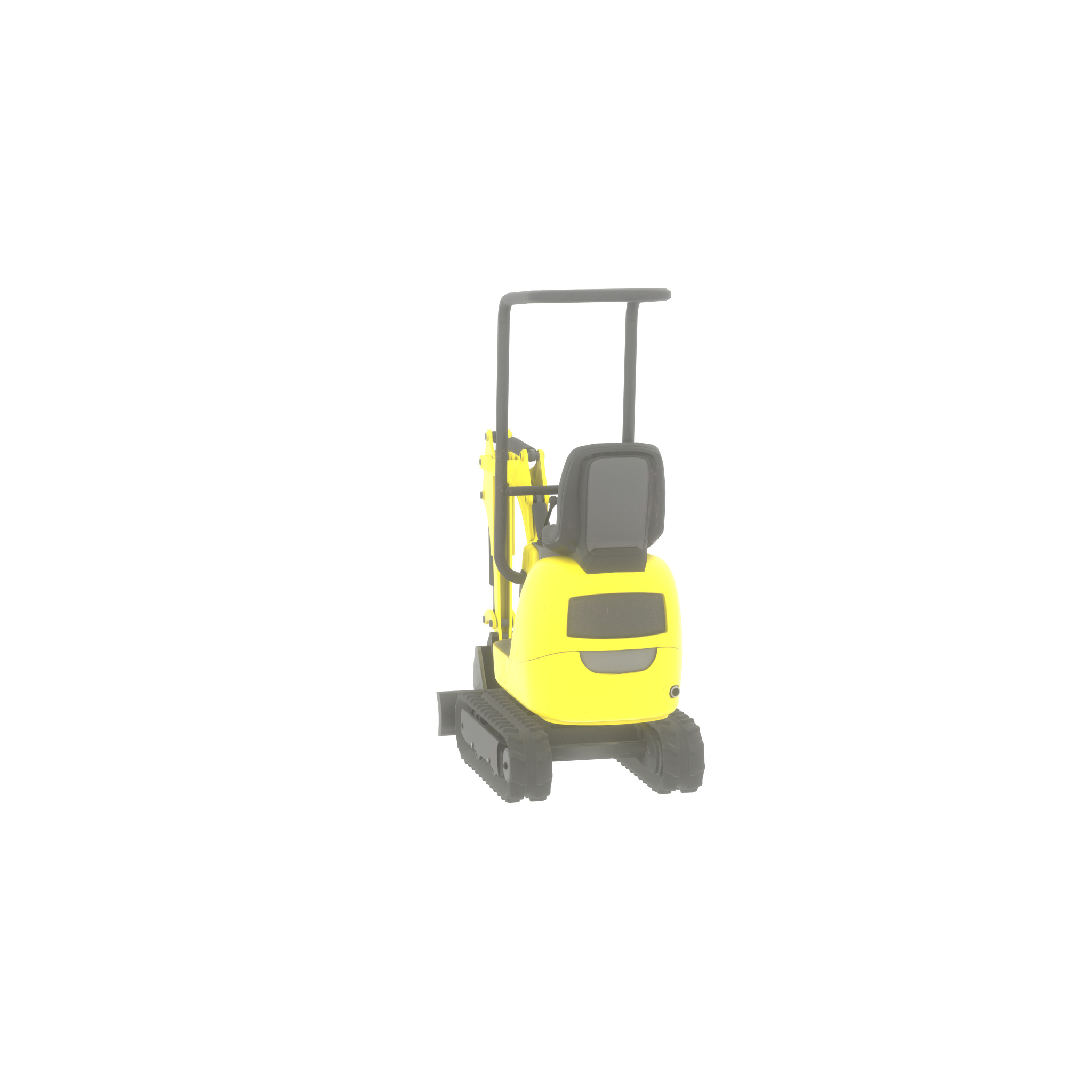 Mini-Digger Yellow Low-poly 3D model_37