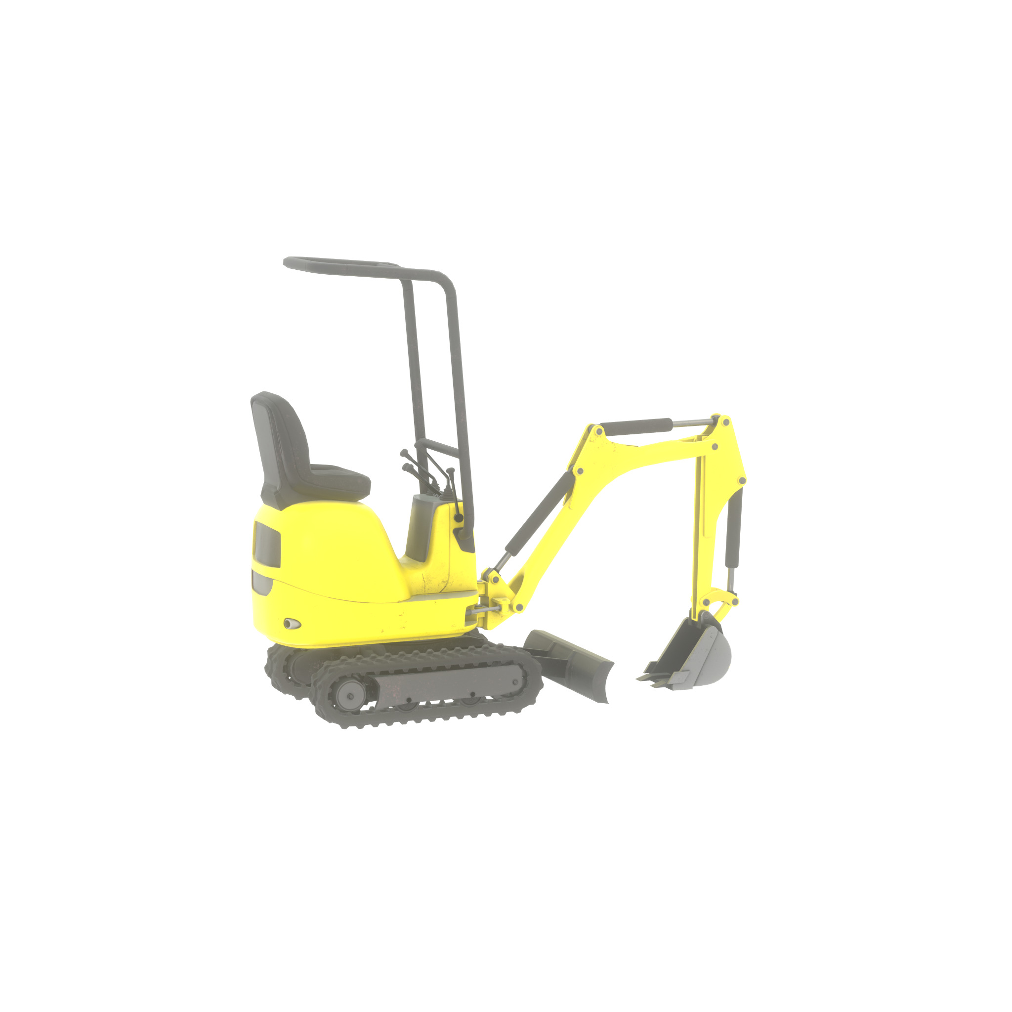 Mini-Digger Yellow Low-poly 3D model_47
