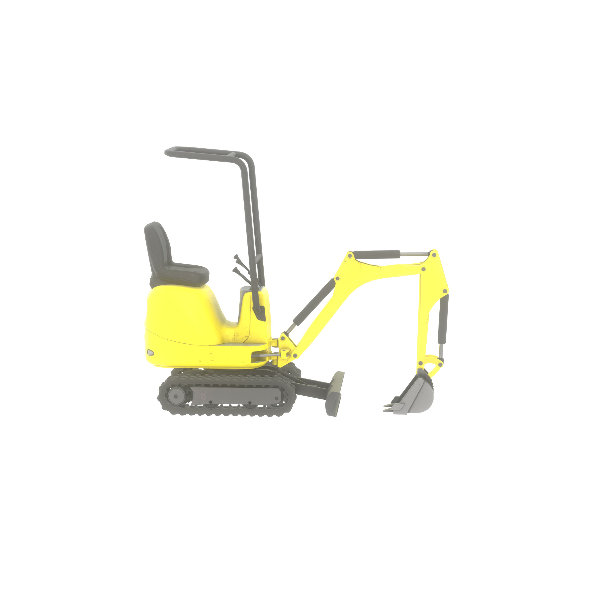Mini-Digger Yellow Low-poly 3D model_50