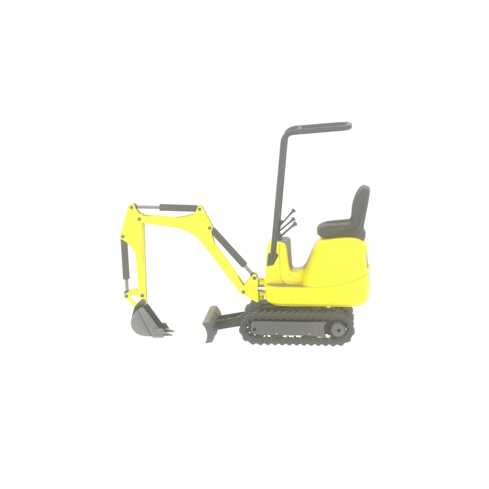 Mini-Digger Yellow Low-poly 3D model_28