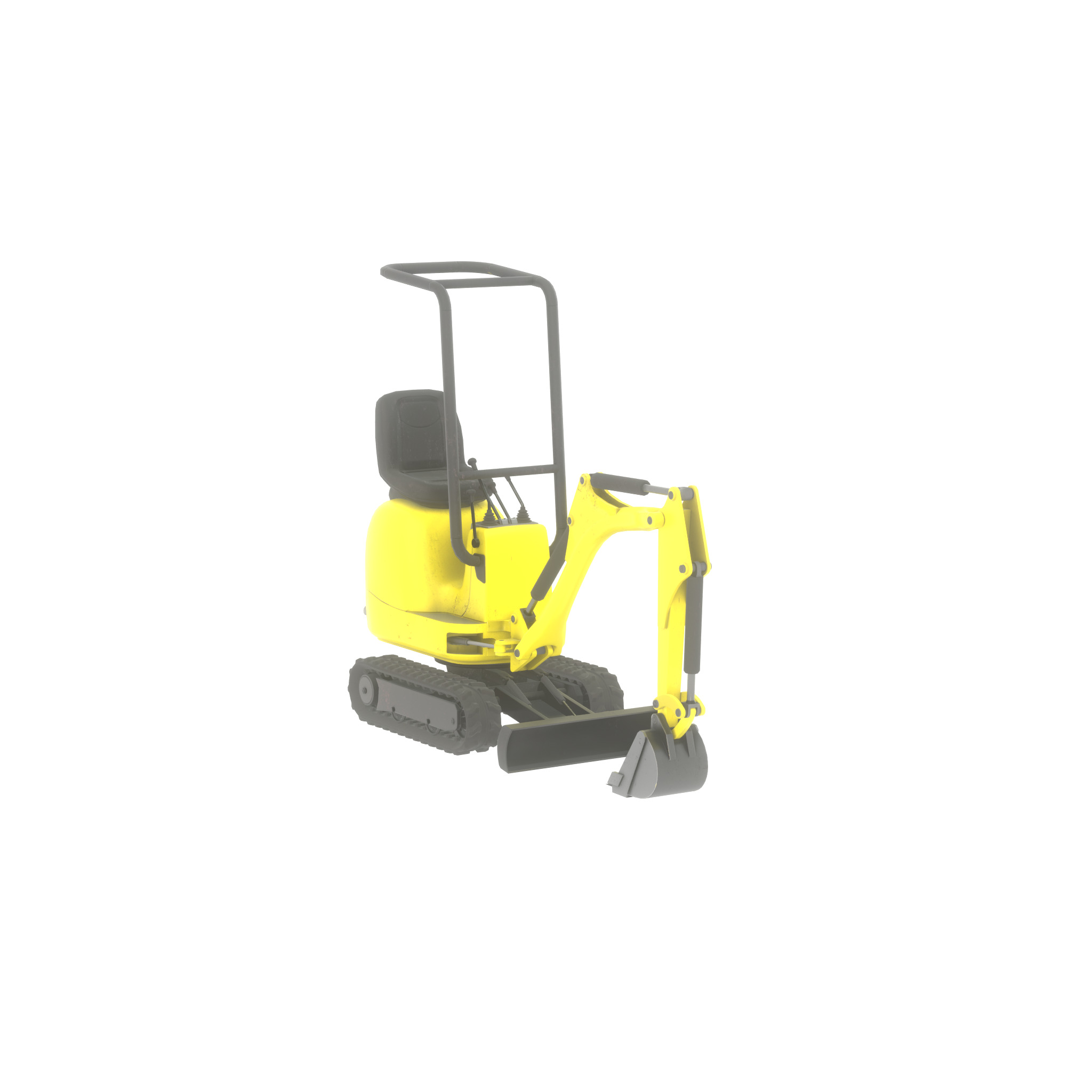 Mini-Digger Yellow Low-poly 3D model_32
