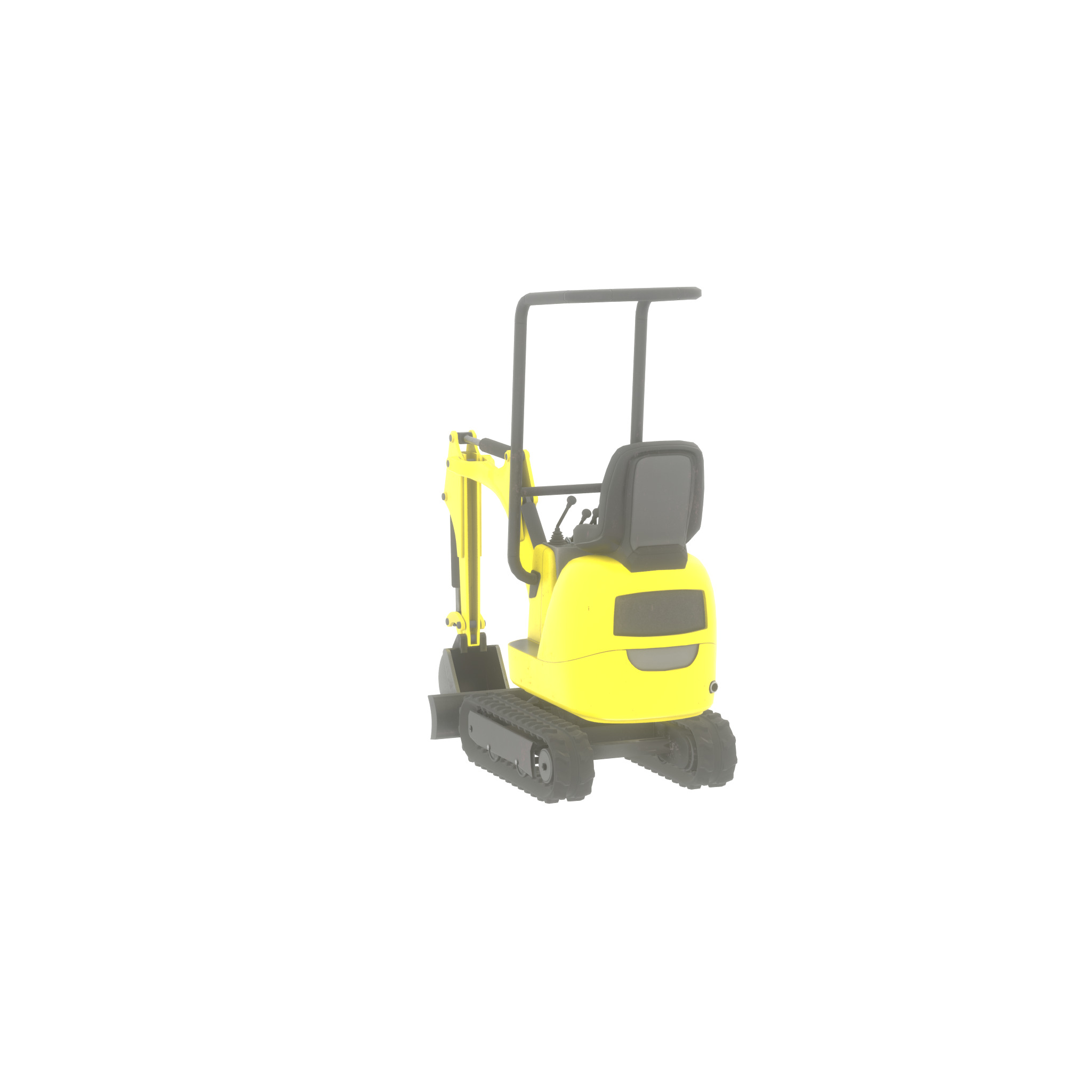 Mini-Digger Yellow Low-poly 3D model_36