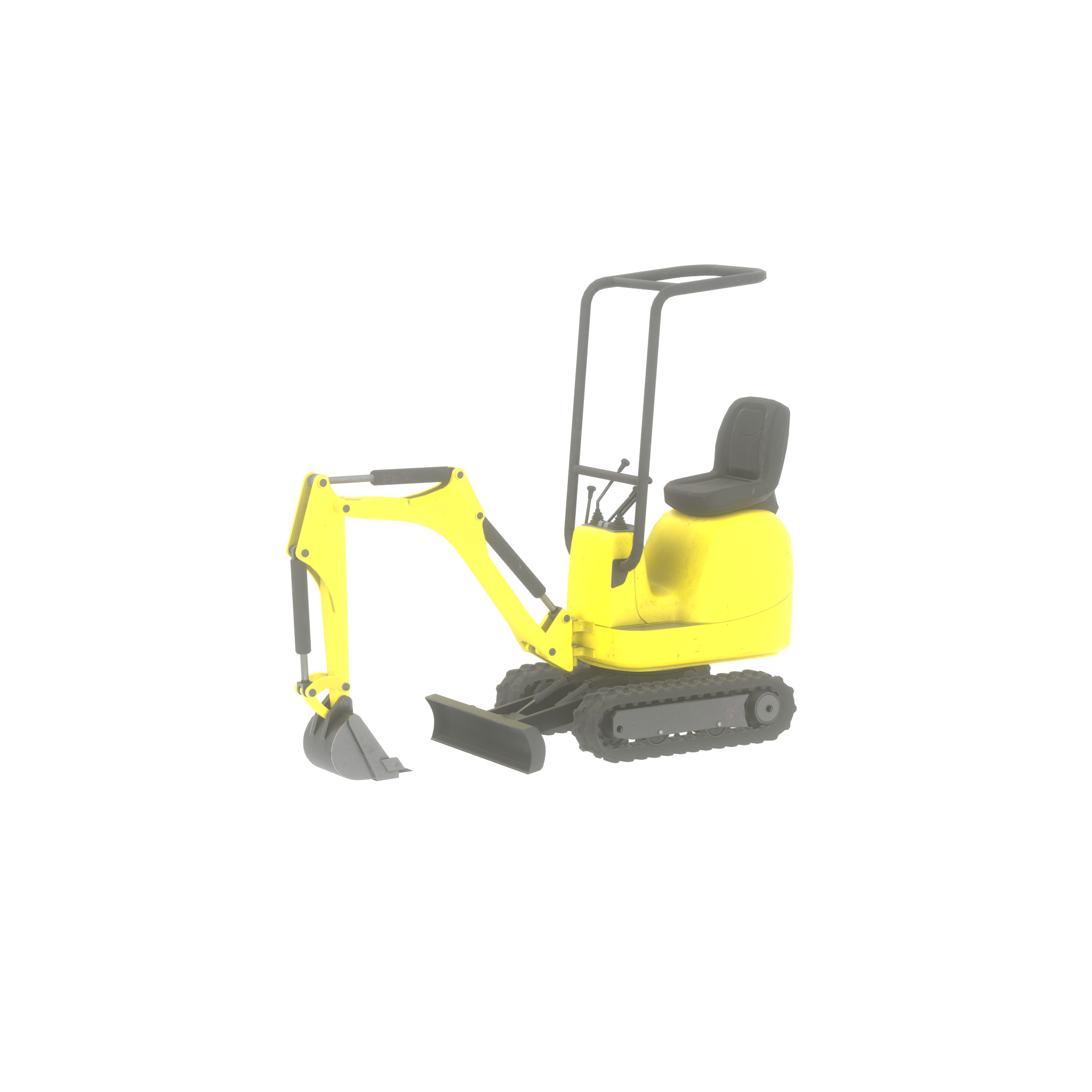 Mini-Digger Yellow Low-poly 3D model_24