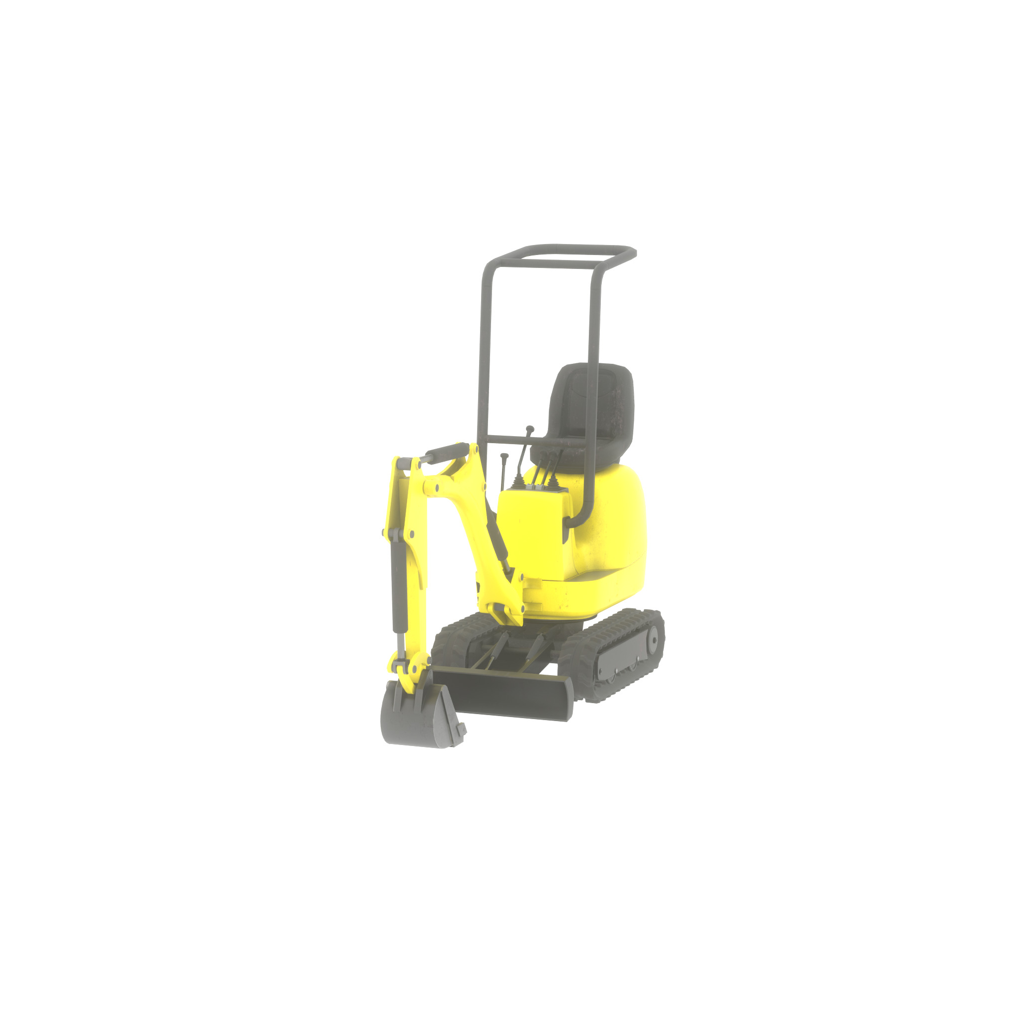Mini-Digger Yellow Low-poly 3D model_59