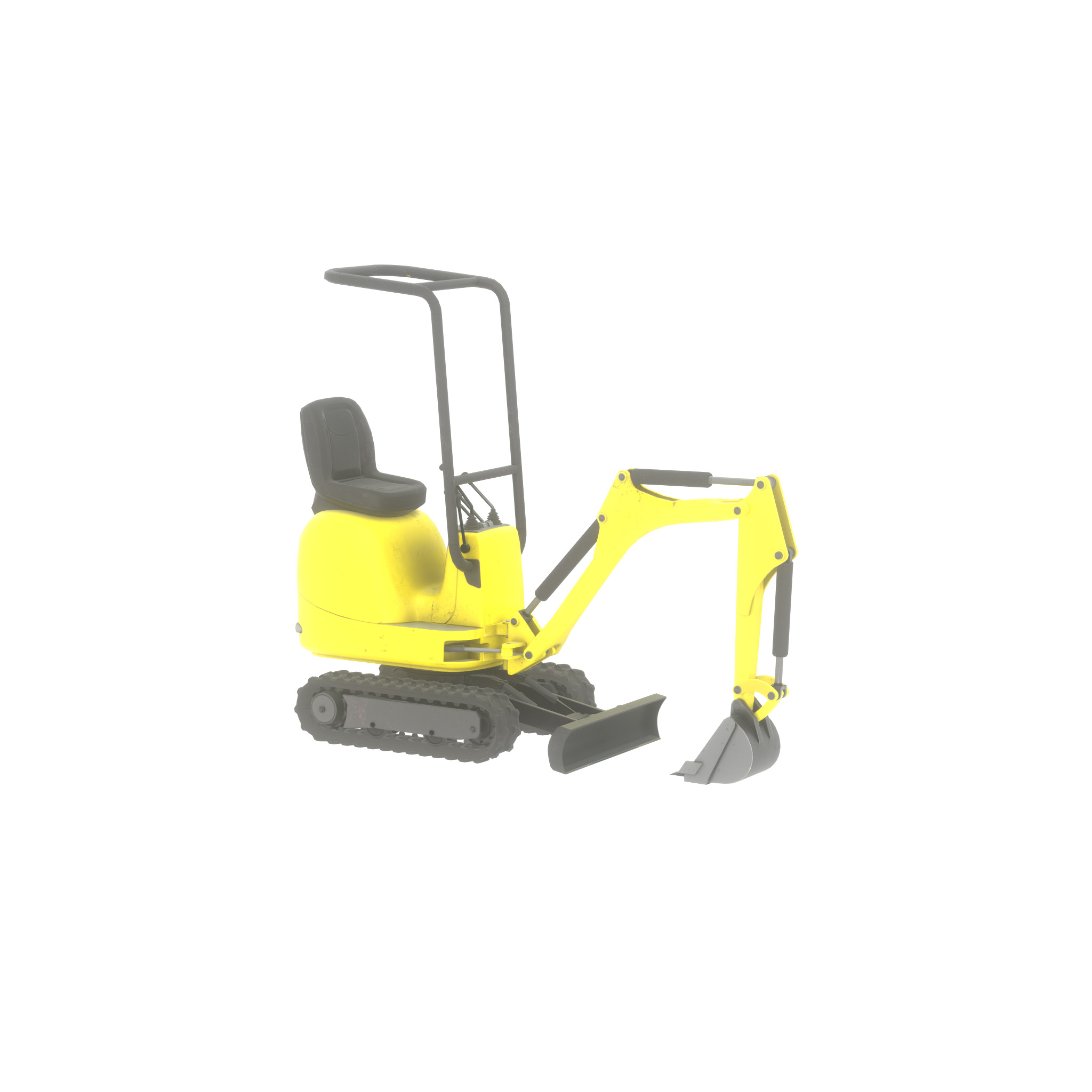 Mini-Digger Yellow Low-poly 3D model_53
