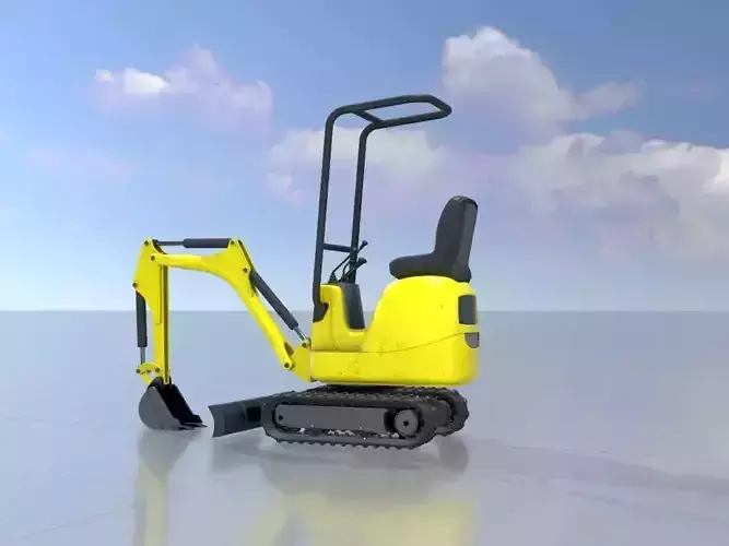Mini-Digger Yellow Low-poly 3D model