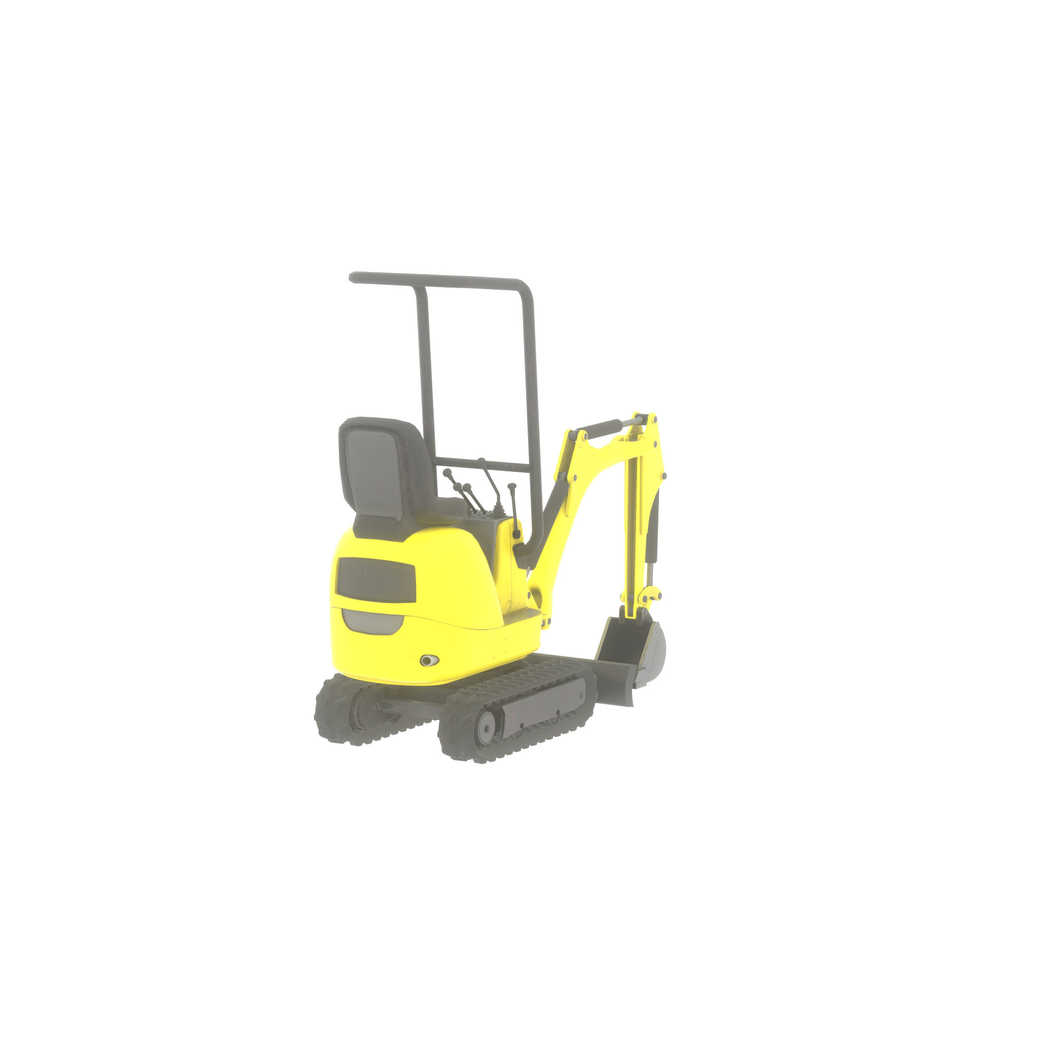 Mini-Digger Yellow Low-poly 3D model_42