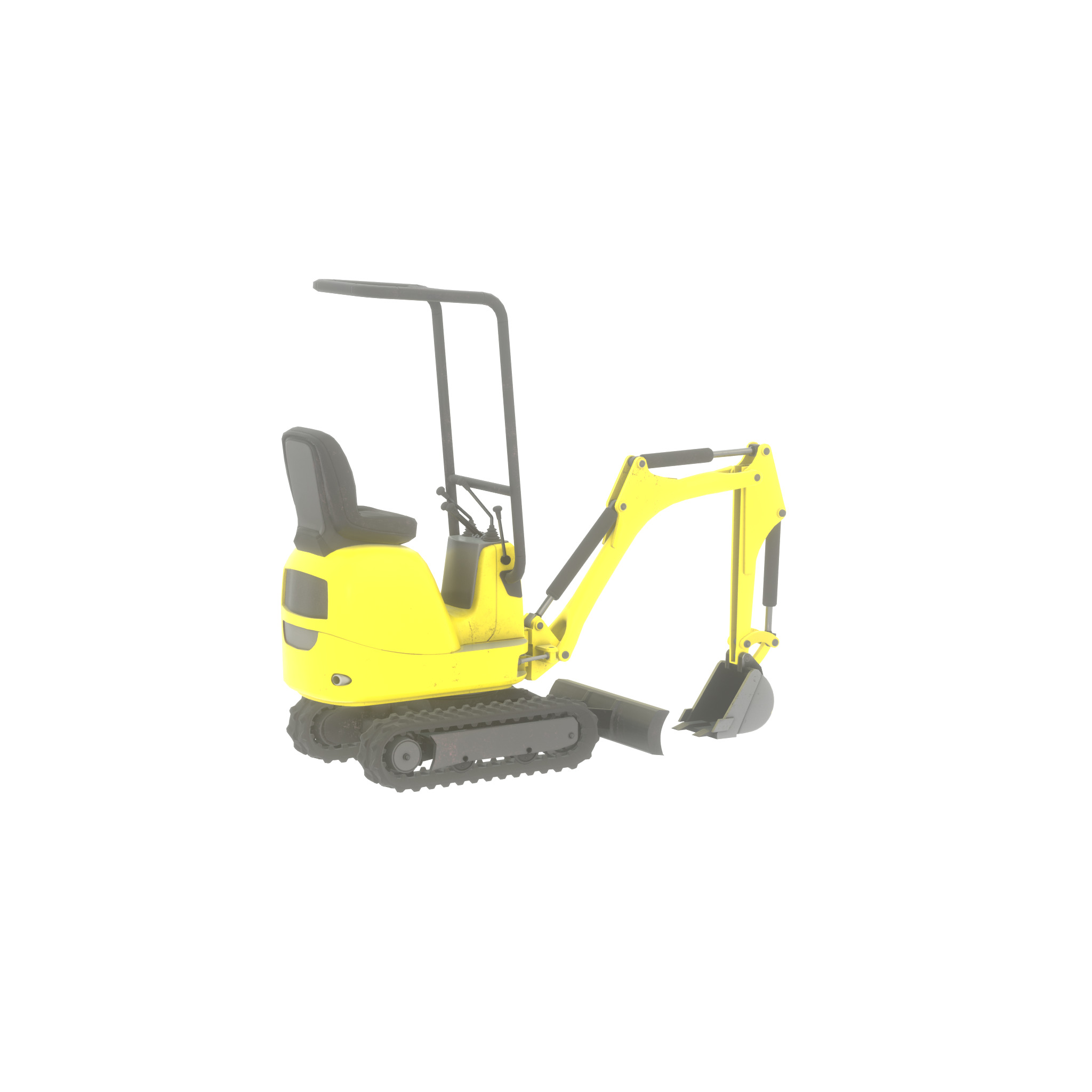 Mini-Digger Yellow Low-poly 3D model_46