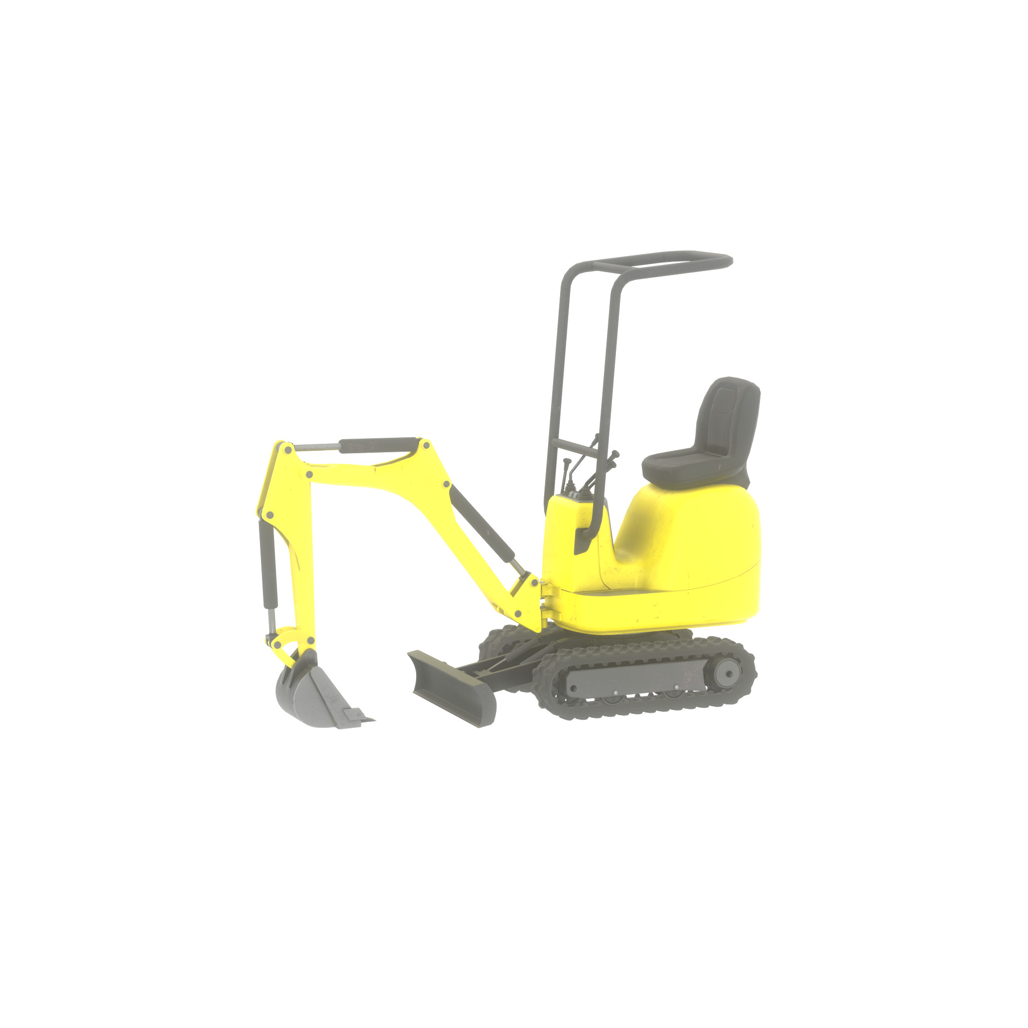 Mini-Digger Yellow Low-poly 3D model_25